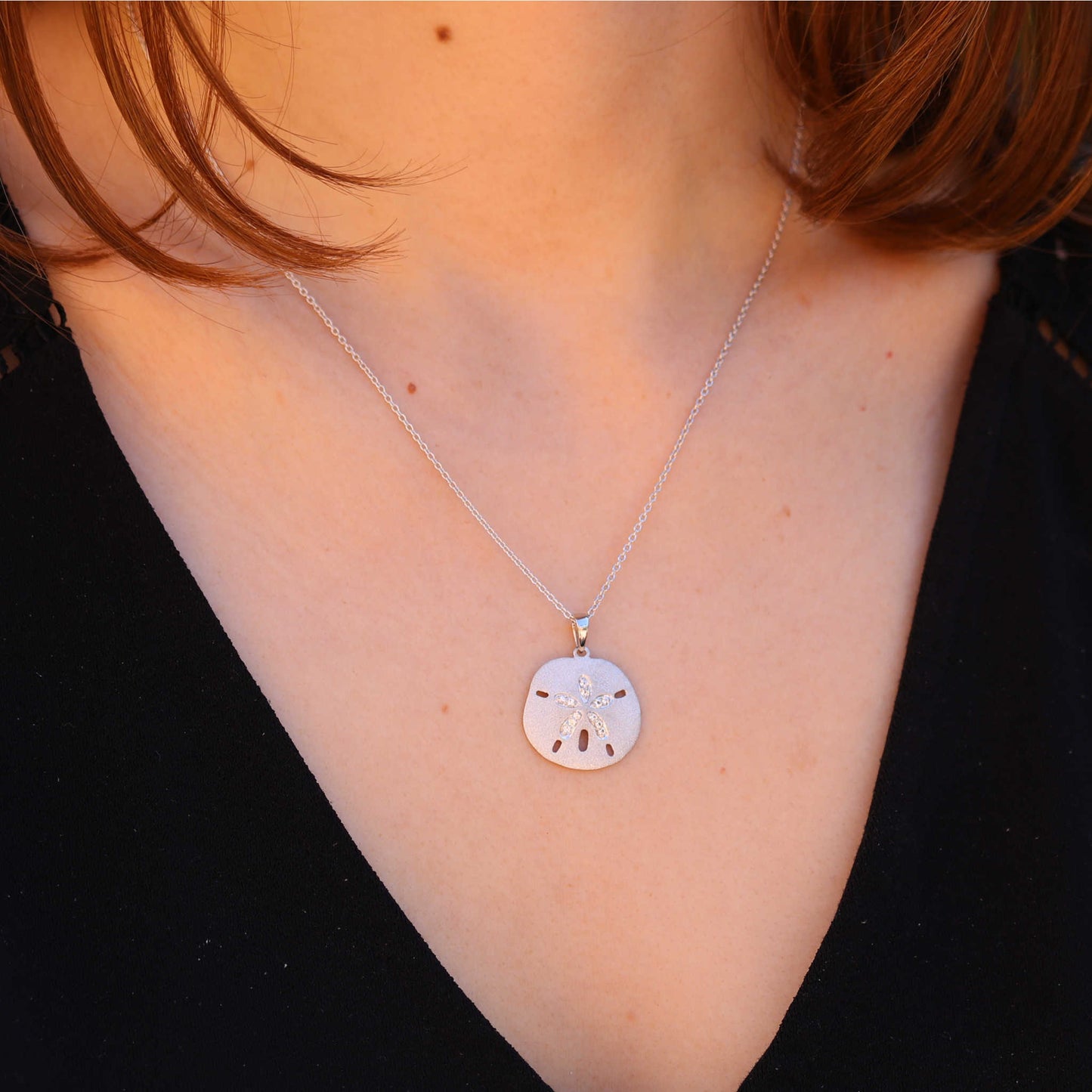 White Sapphire Sand Dollar Necklace