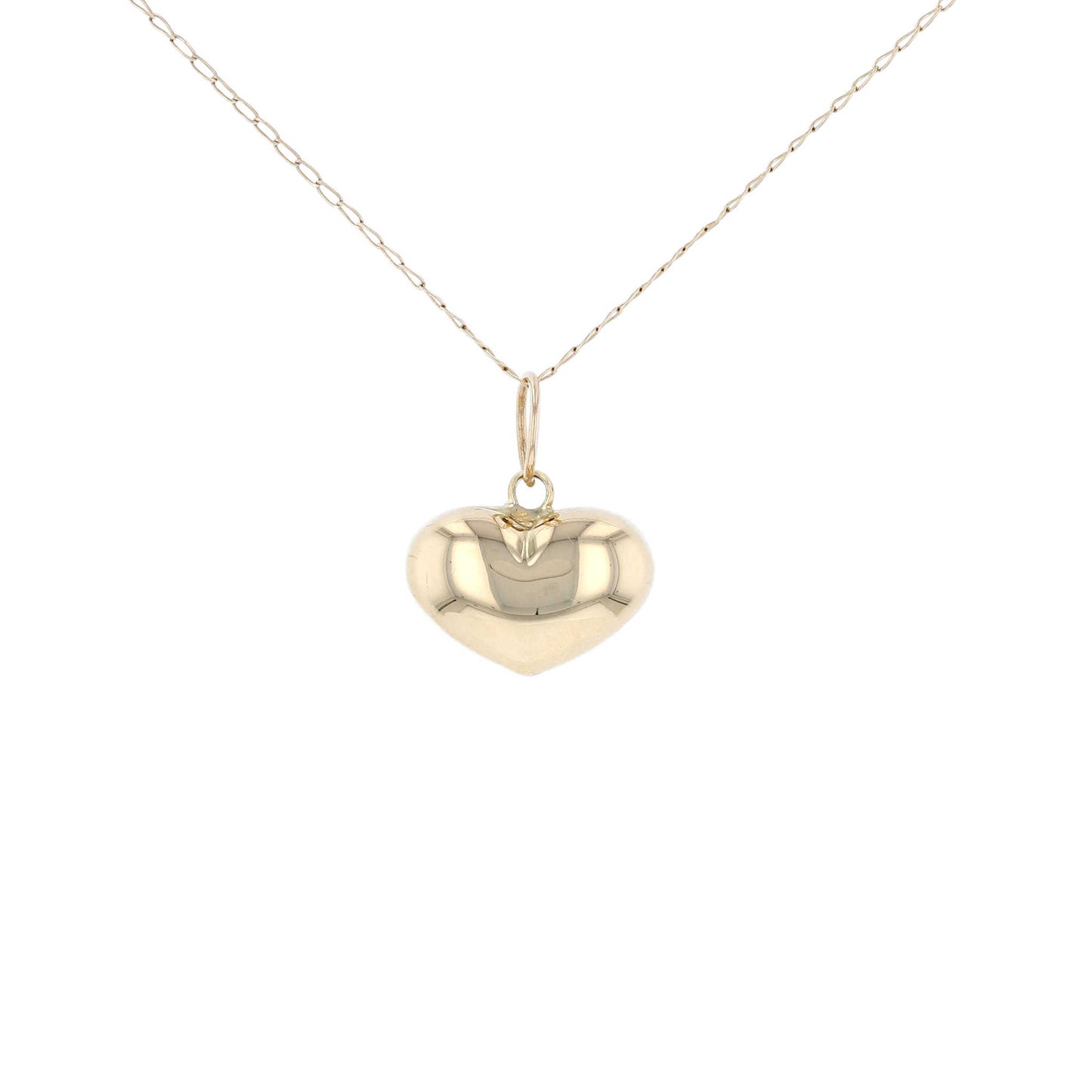 Yellow Gold Puffed Heart Necklace