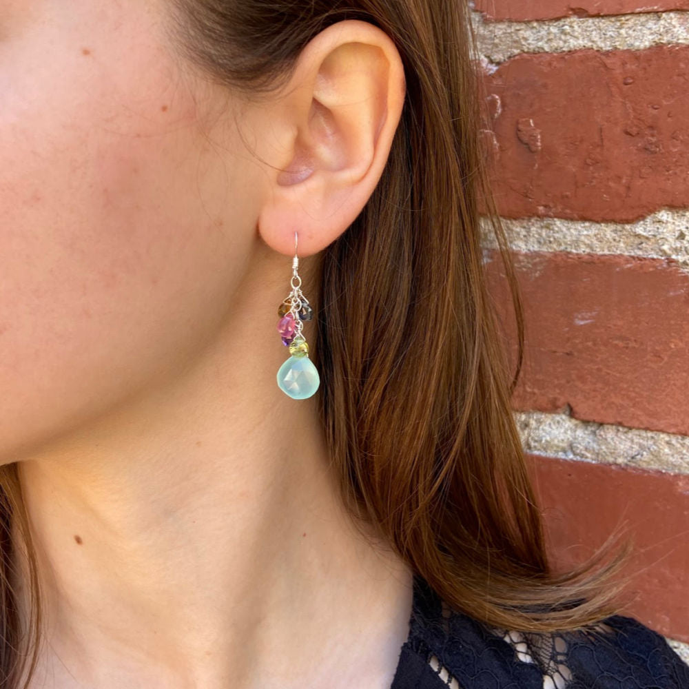 Briolette Chalcedony Multi-Color Earrings