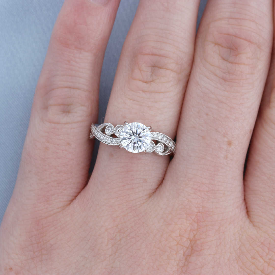 Paisley Milgrain Diamond Engagement Ring