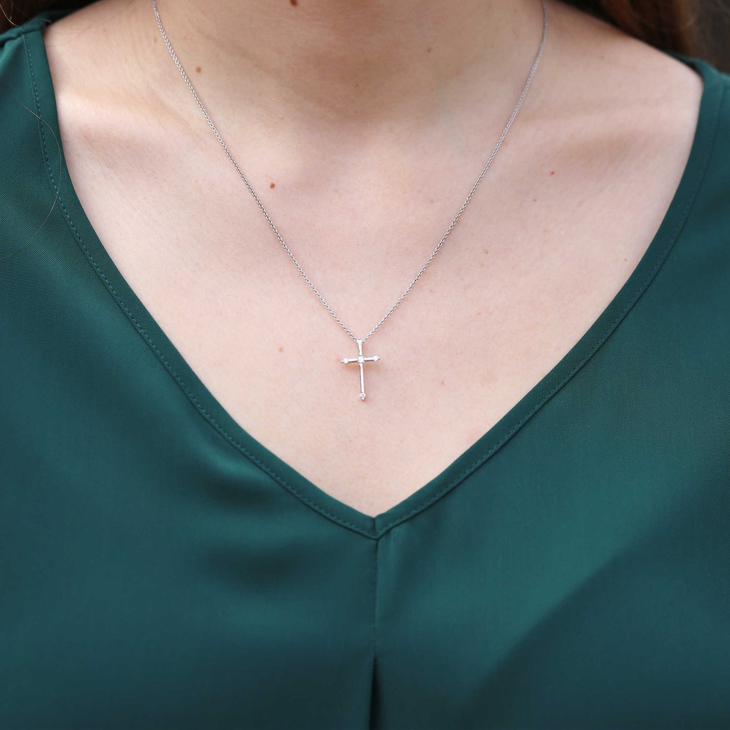 Diamond Tip Cross Pendant