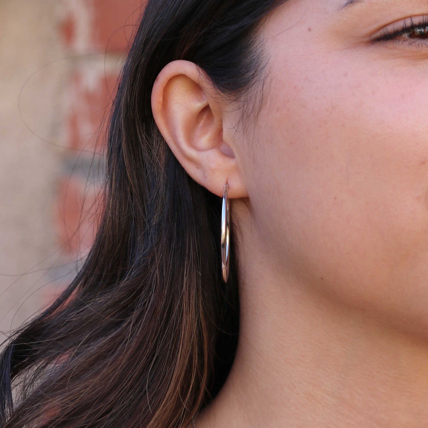 White Gold Large Hoop Earrings