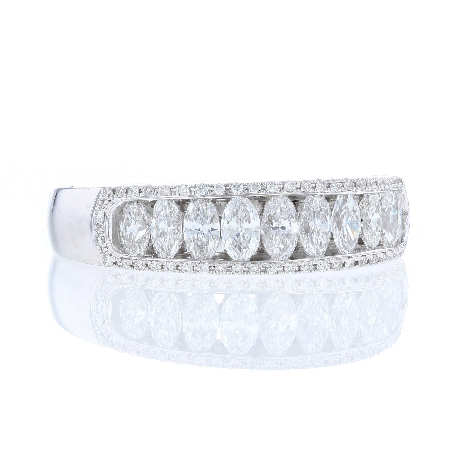 Marquise Diamond Milgrain 3 Row Band