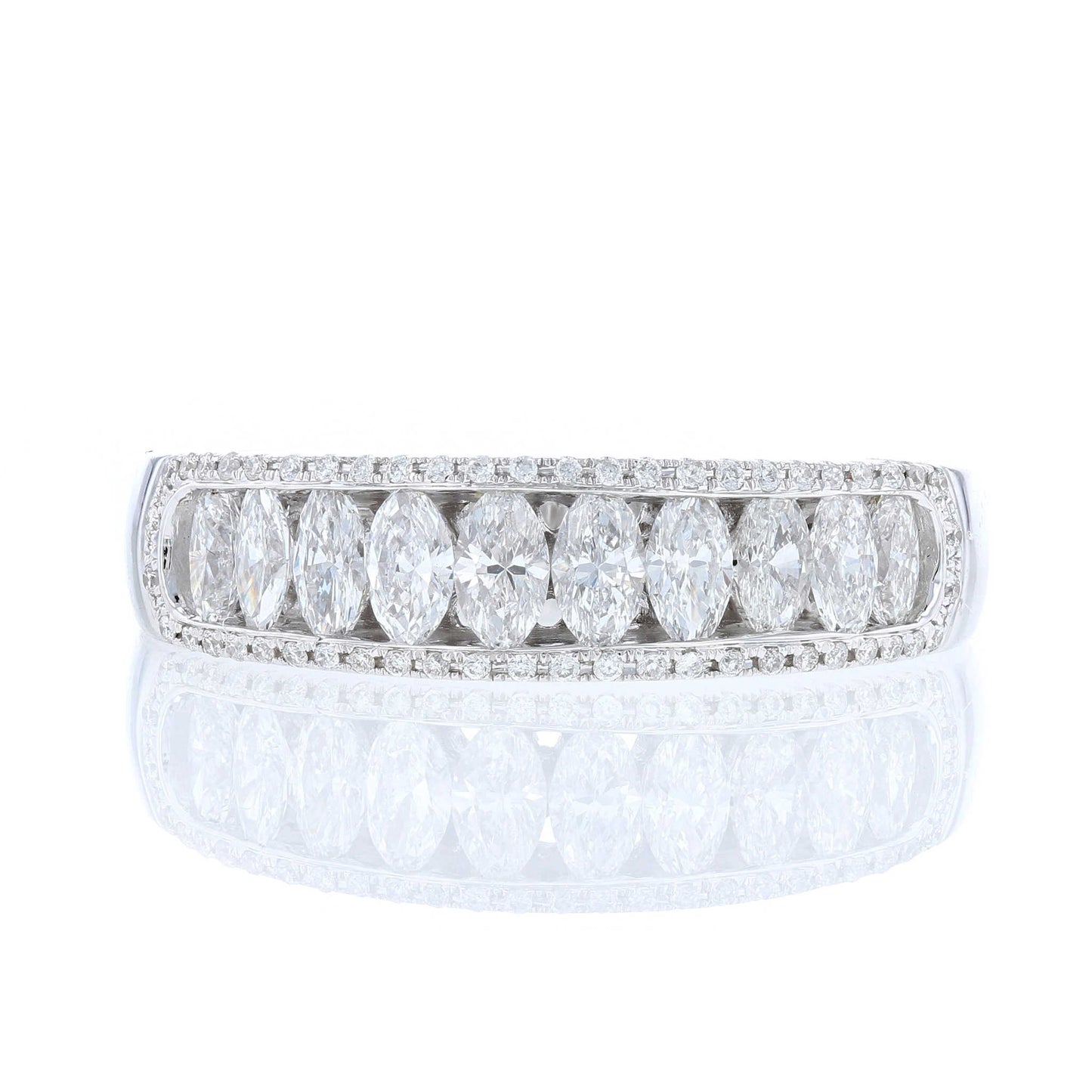 Marquise Diamond Milgrain 3 Row Band