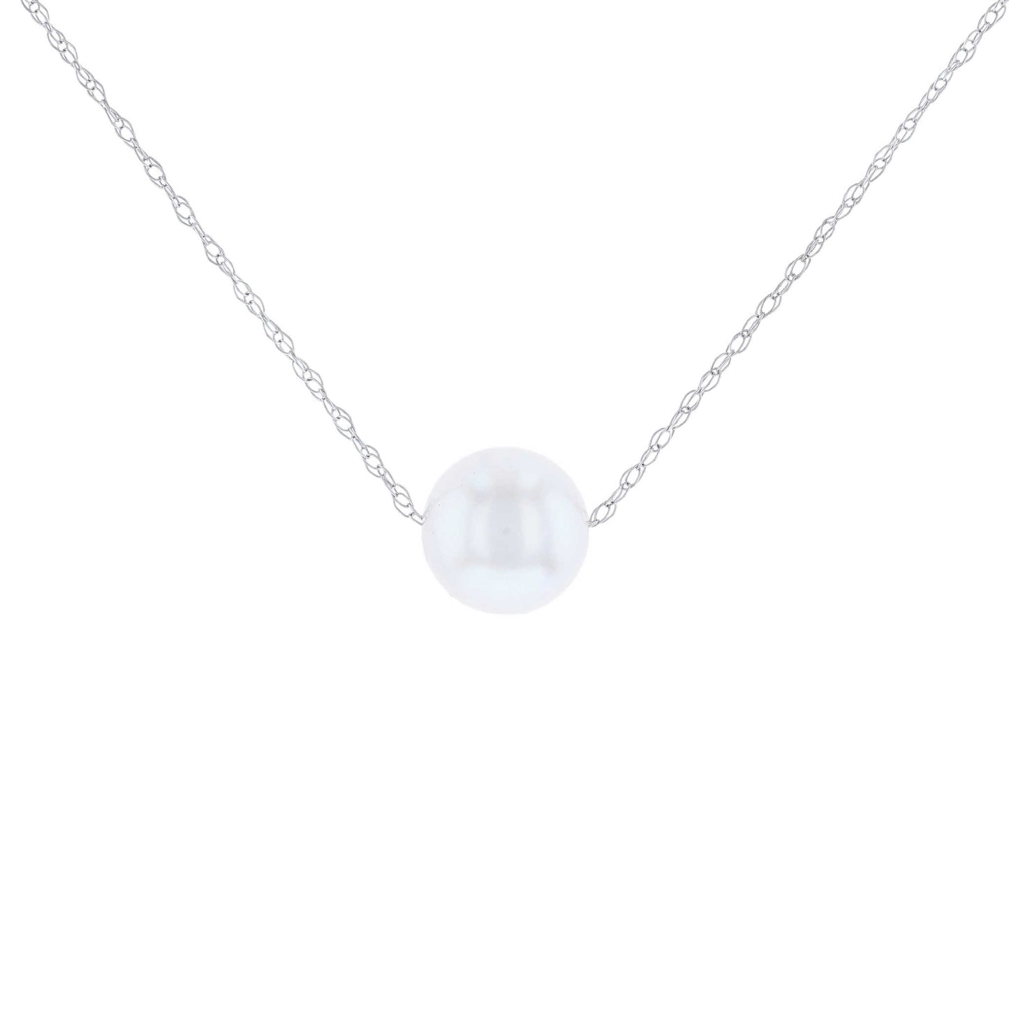 White Gold Solitaire Pearl Necklace