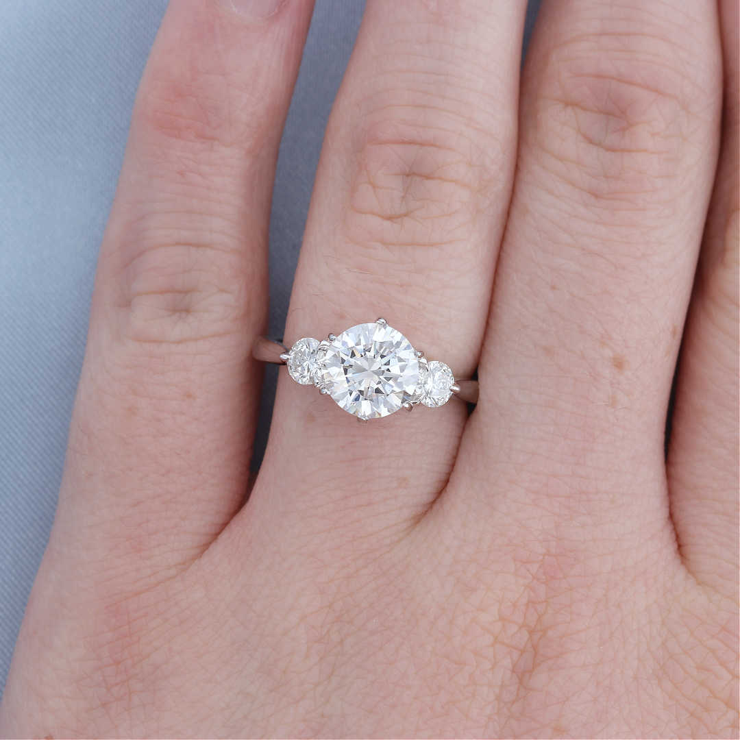 Three Stone 6 Prong Diamond Engagement Ring