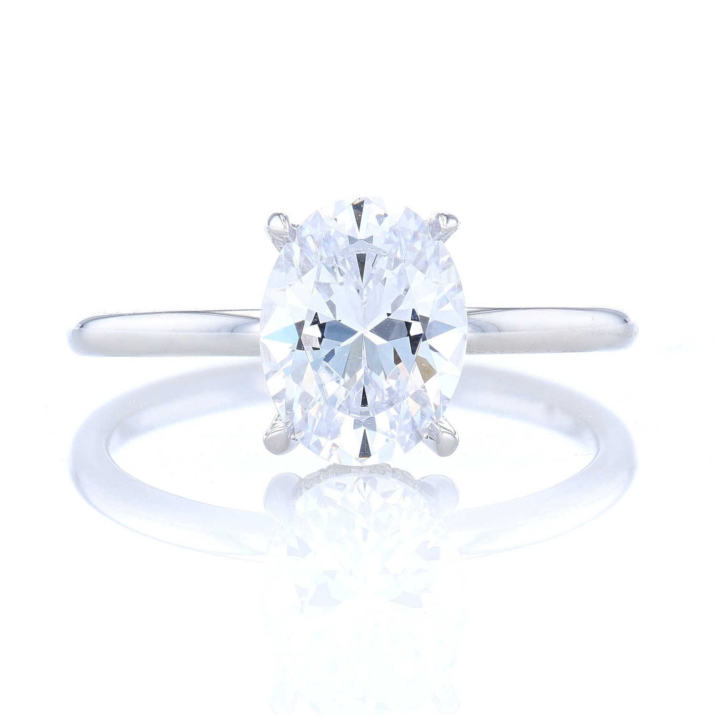 Oval Solitaire Hidden Halo Engagement Ring