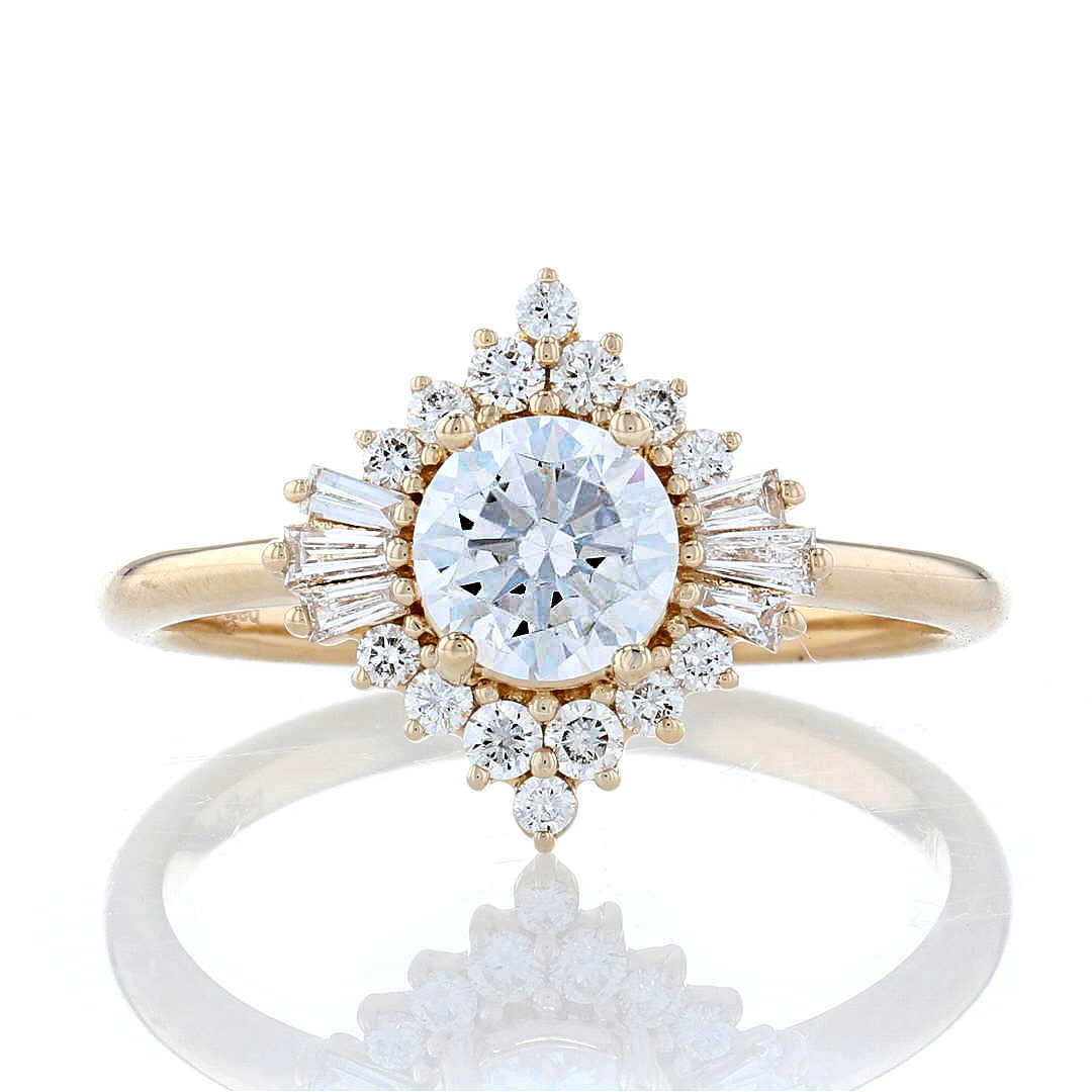 Yellow Gold Diamond Tutu Halo Engagement Ring