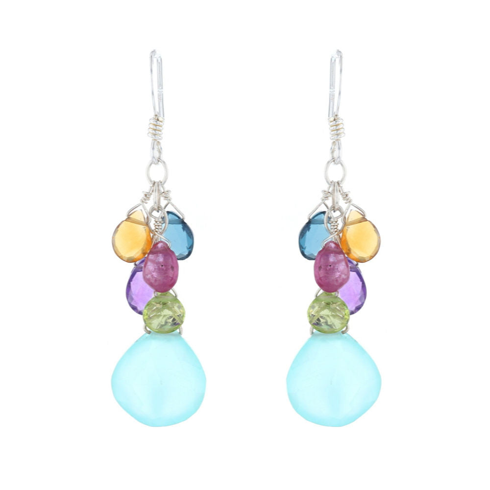 Briolette Chalcedony Multi-Color Earrings