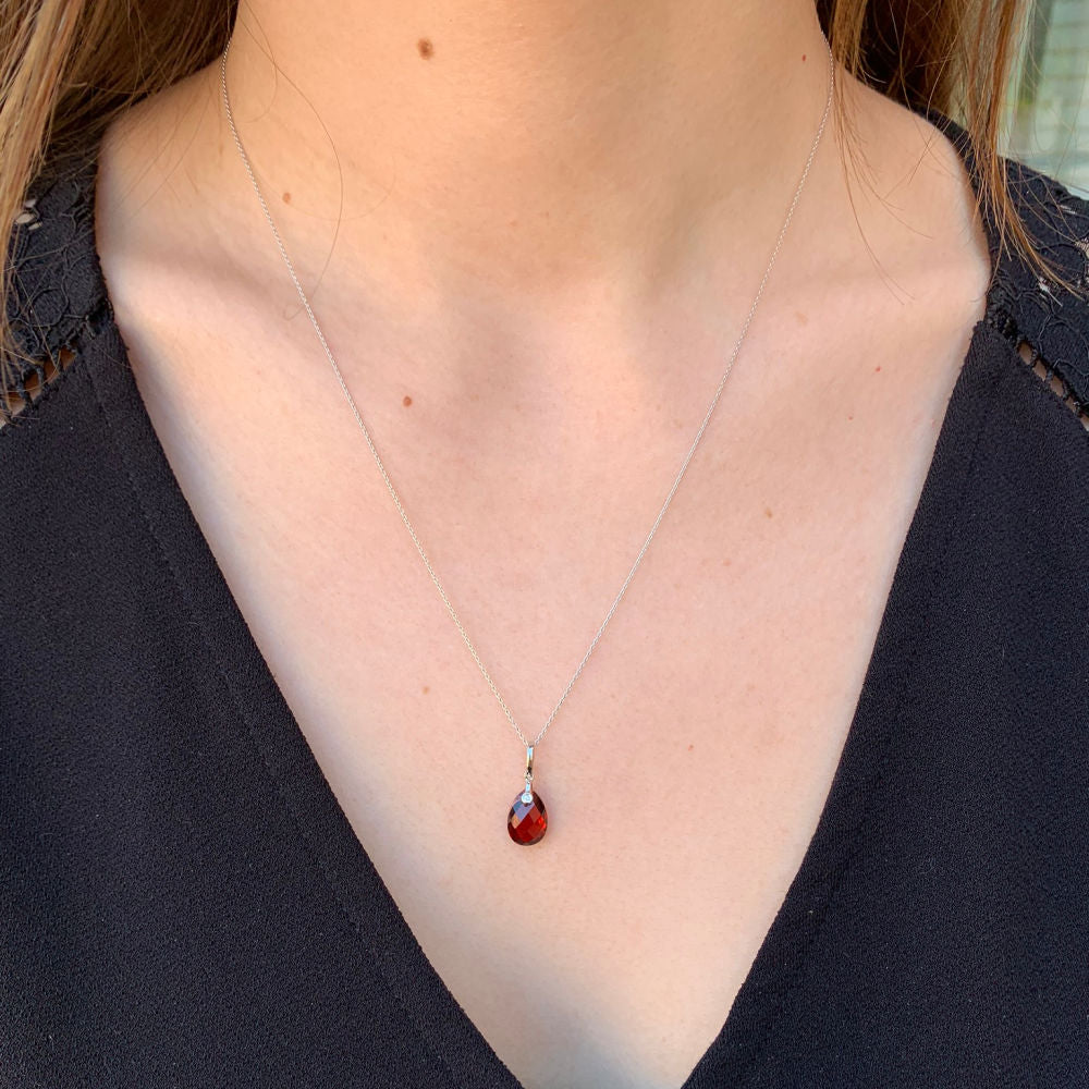 Briolette Garnet & Diamond Pendant