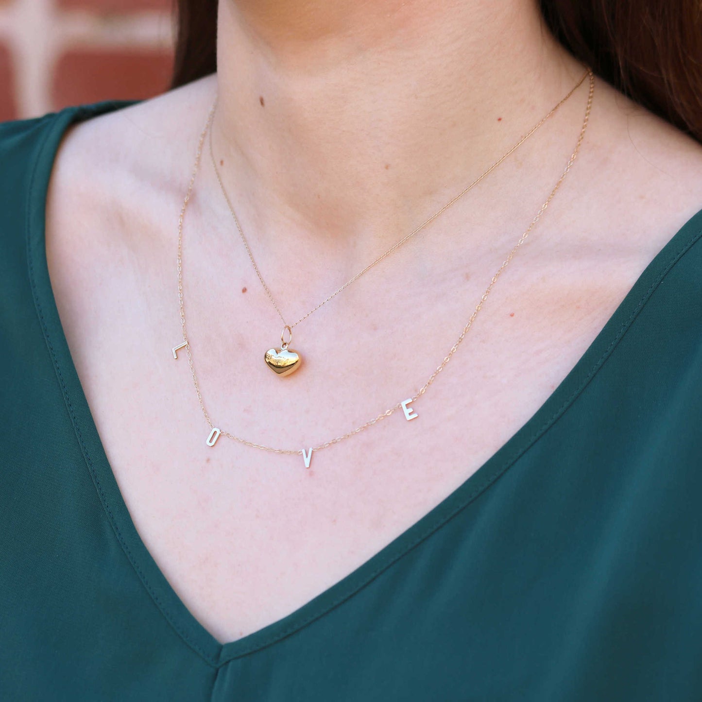 Yellow Gold Puffed Heart Necklace