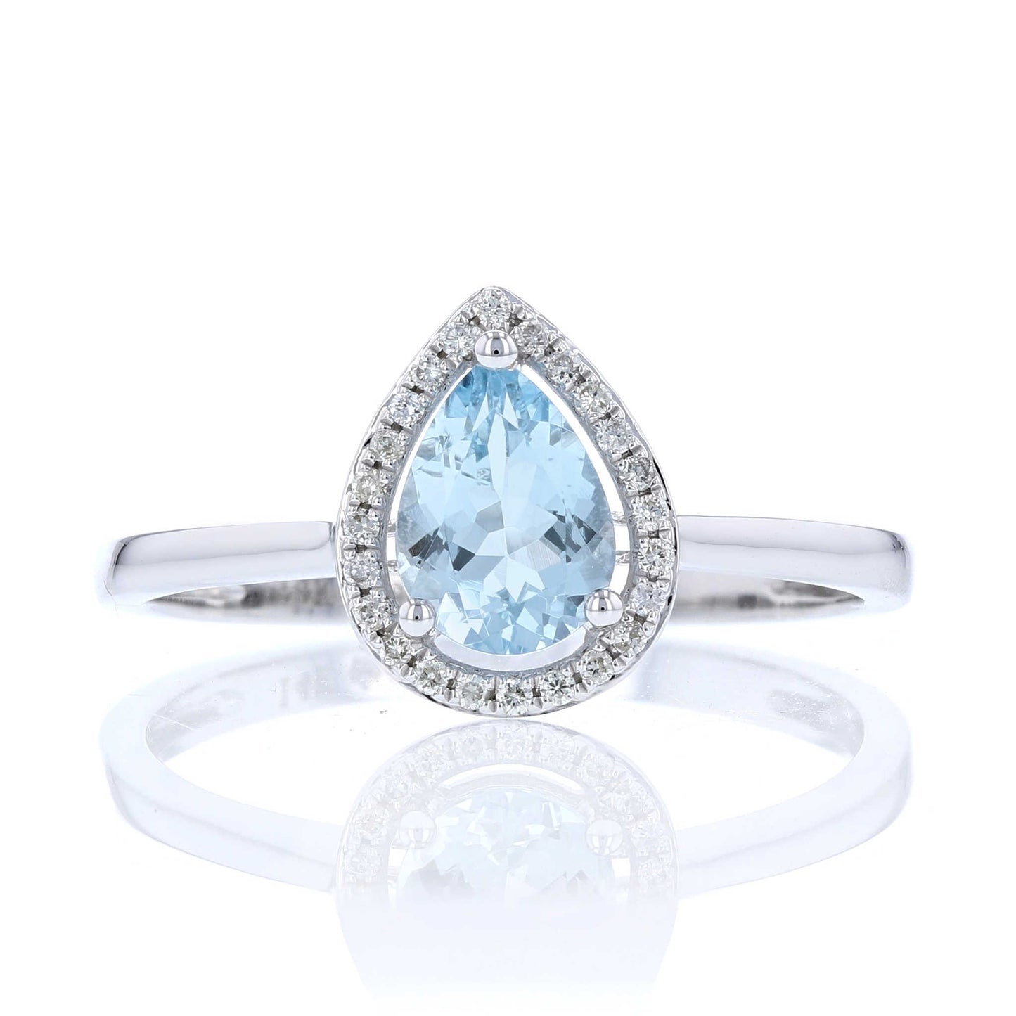 Aquamarine & Diamond Pear Halo Ring