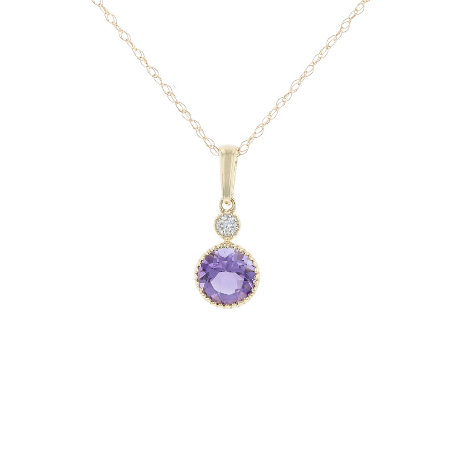 Petite Round Amethyst & Diamond Necklace