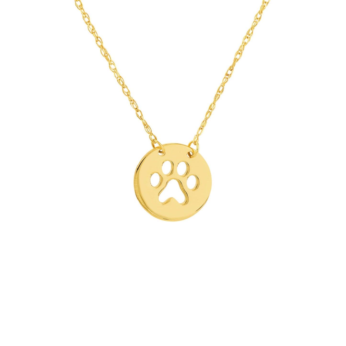 Yellow Gold Petite Paw Print Necklace