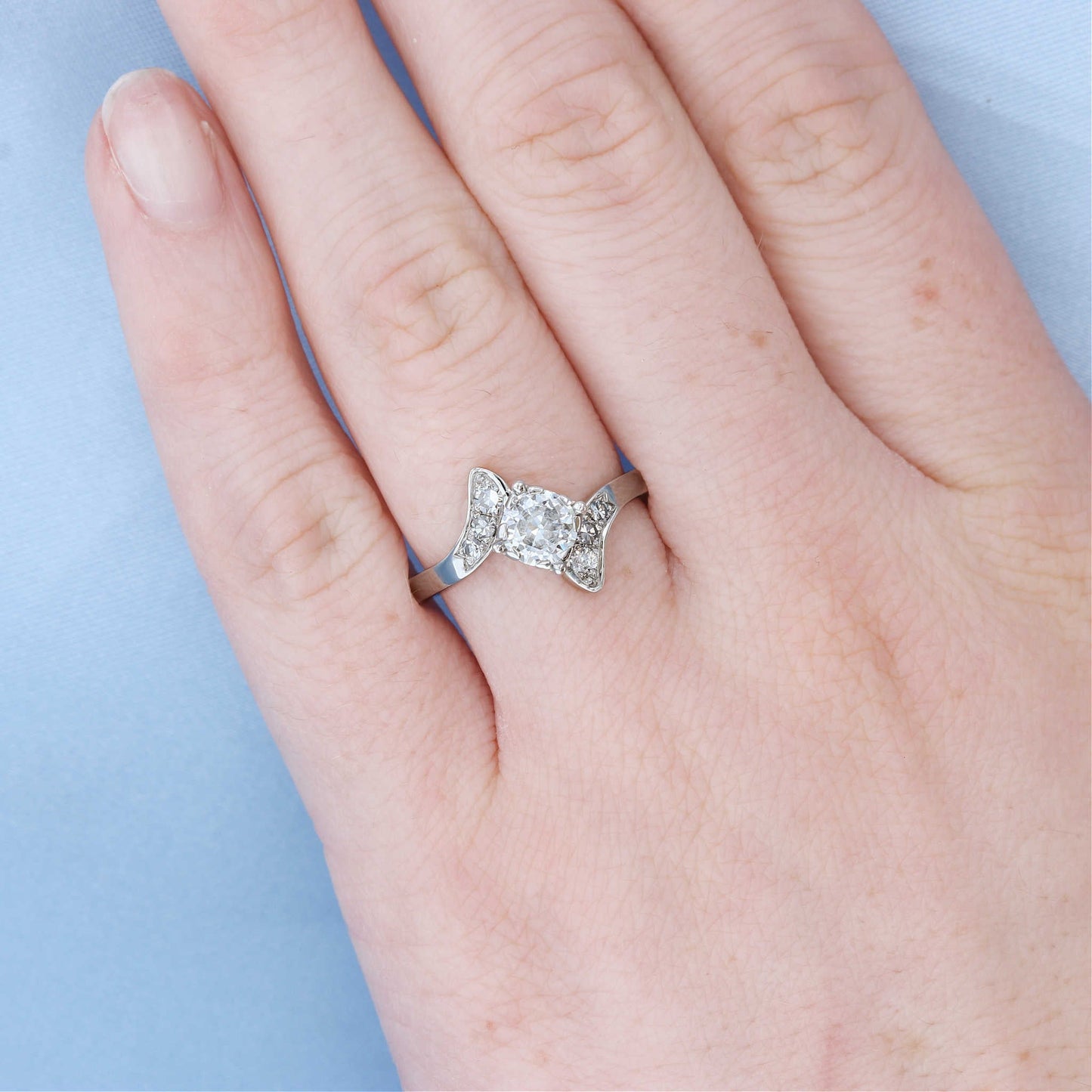 Platinum Round Diamond Bypass Engagement Ring