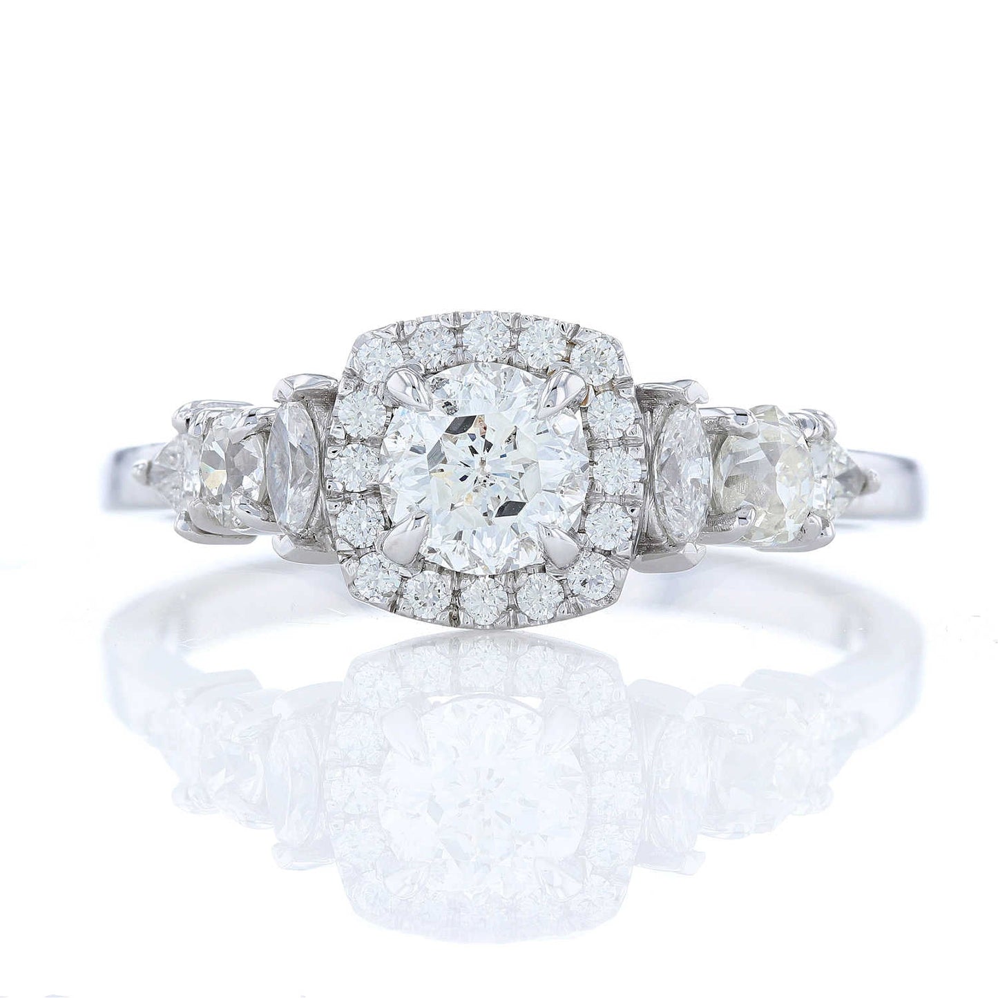 Cushion Diamond Halo Hidden Initial Engagement Ring