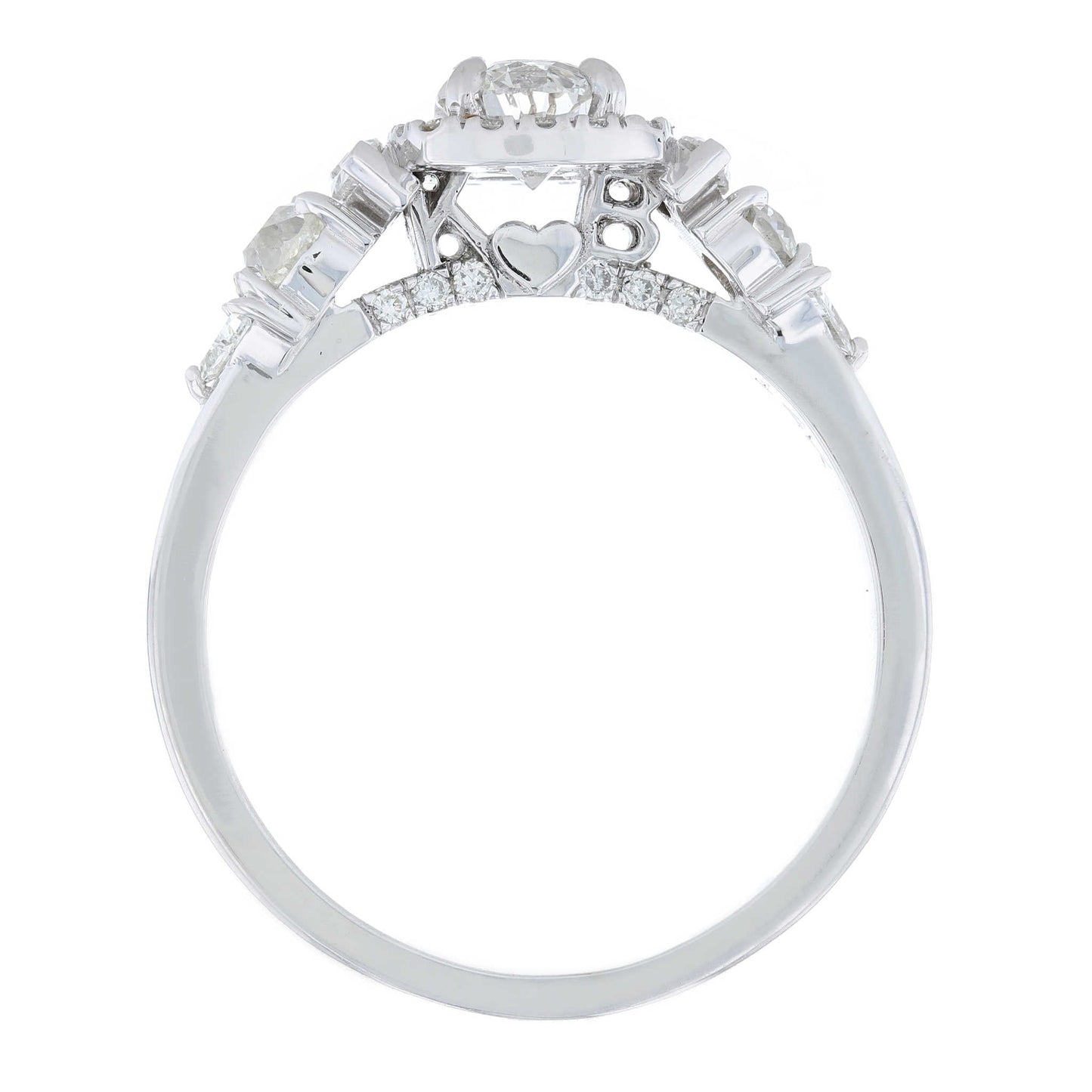 Cushion Diamond Halo Hidden Initial Engagement Ring