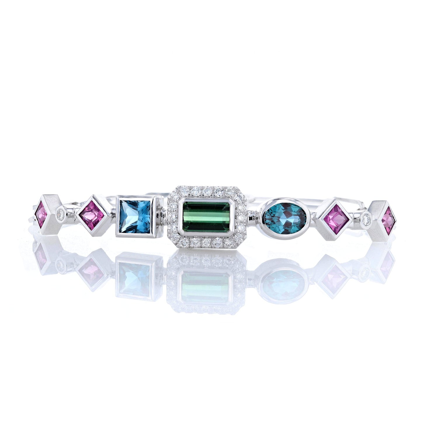 Multicolor Geometric Bezel Set Colored Stone Bracelet