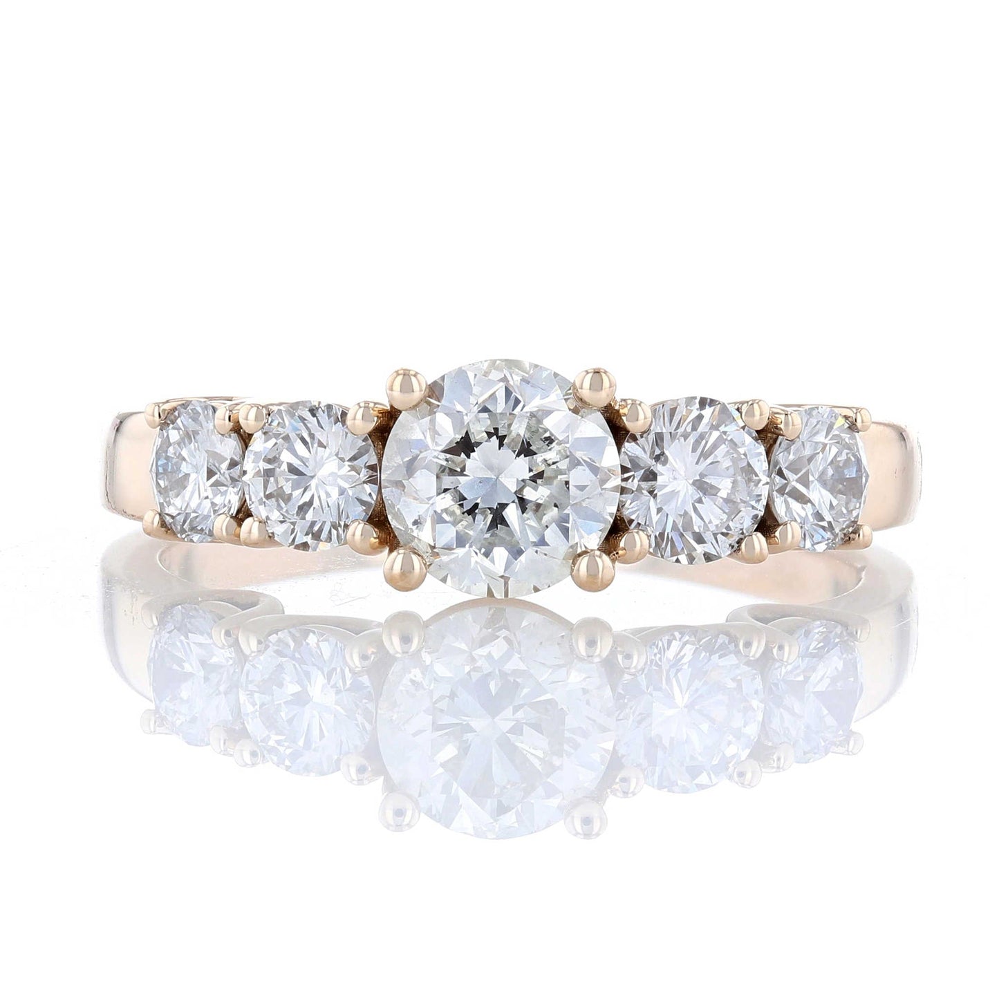 Yellow Gold Five Stone Round Brilliant Cut Diamond Ring