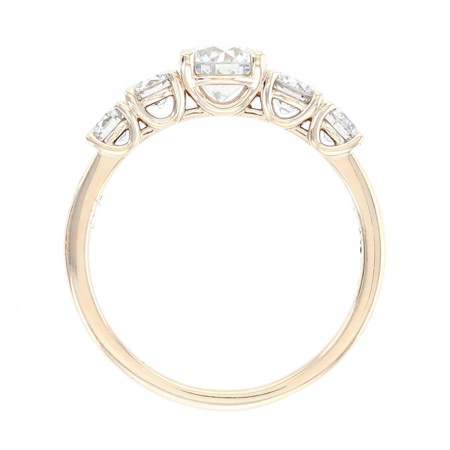 Yellow Gold Five Stone Round Brilliant Cut Diamond Ring