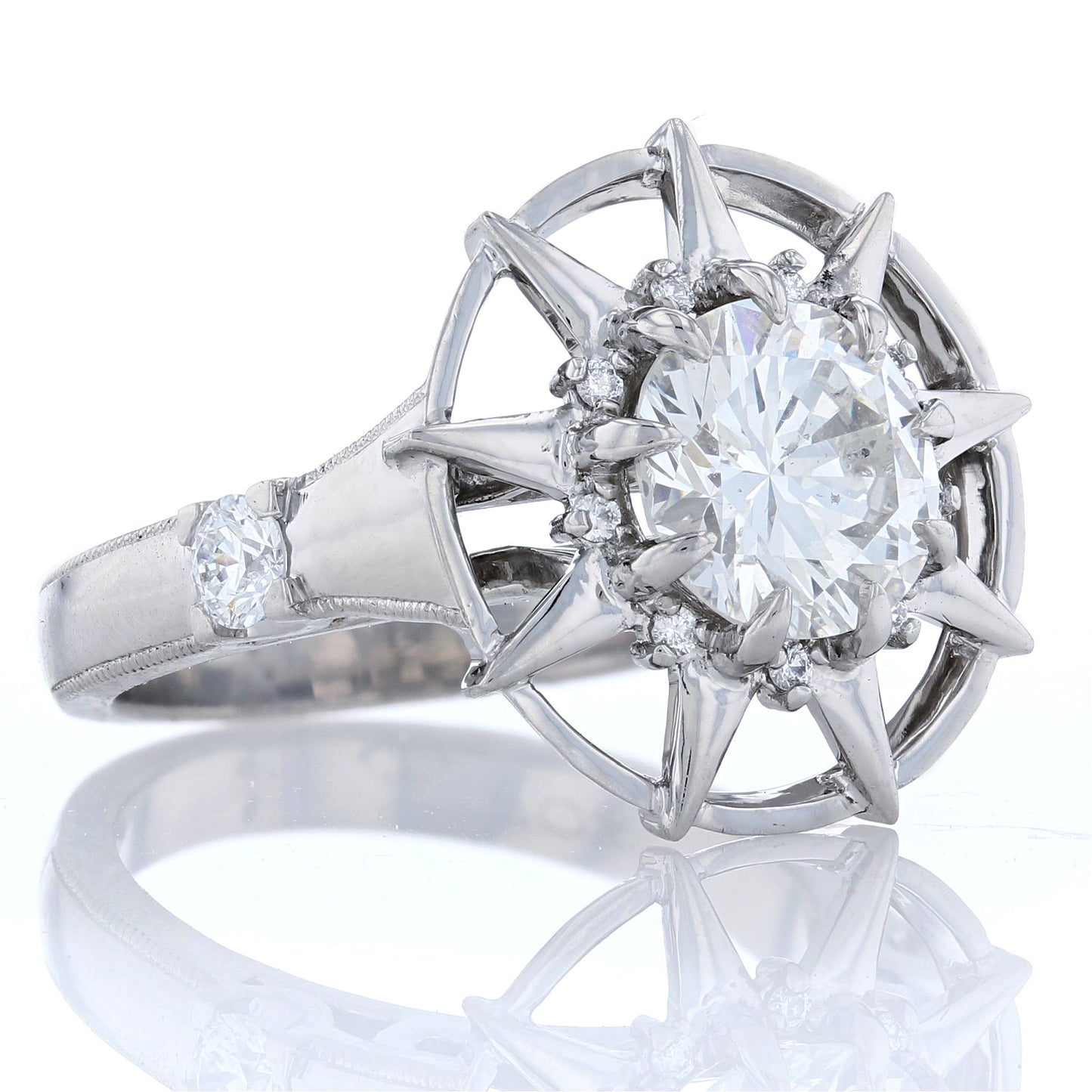 Platinum Sundial Diamond Engagement Ring