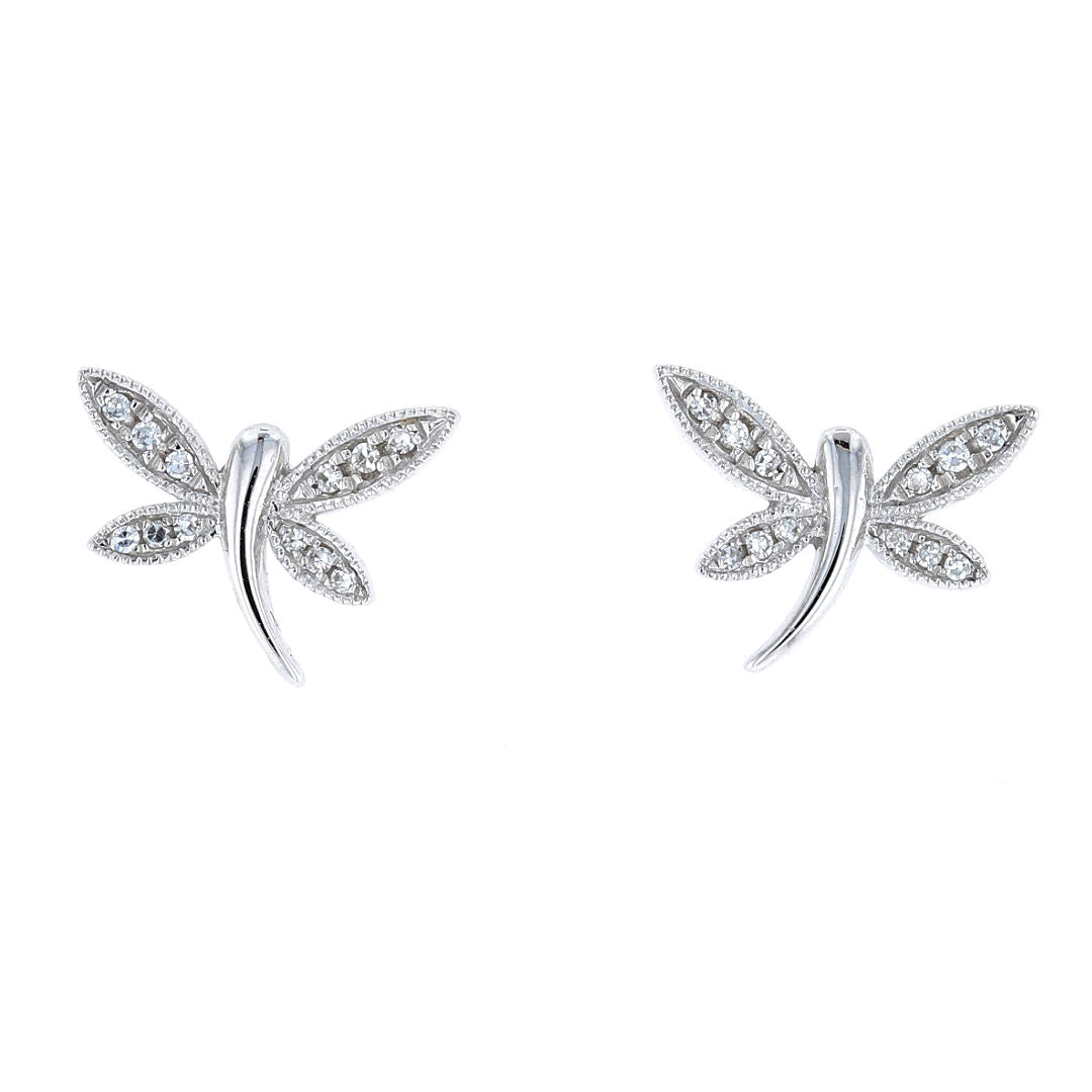 Diamond Dragonfly Stud Earrings