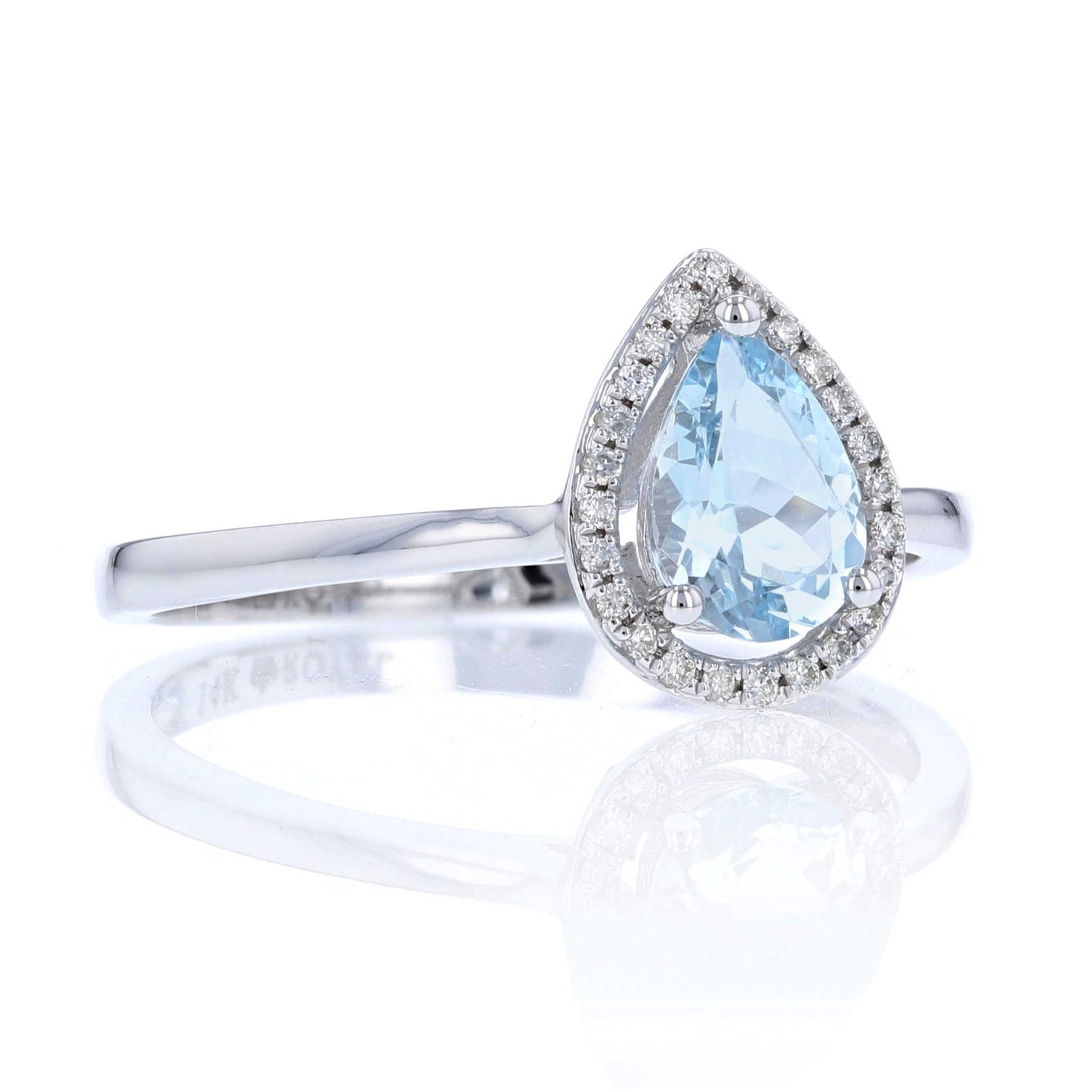 Aquamarine & Diamond Pear Halo Ring