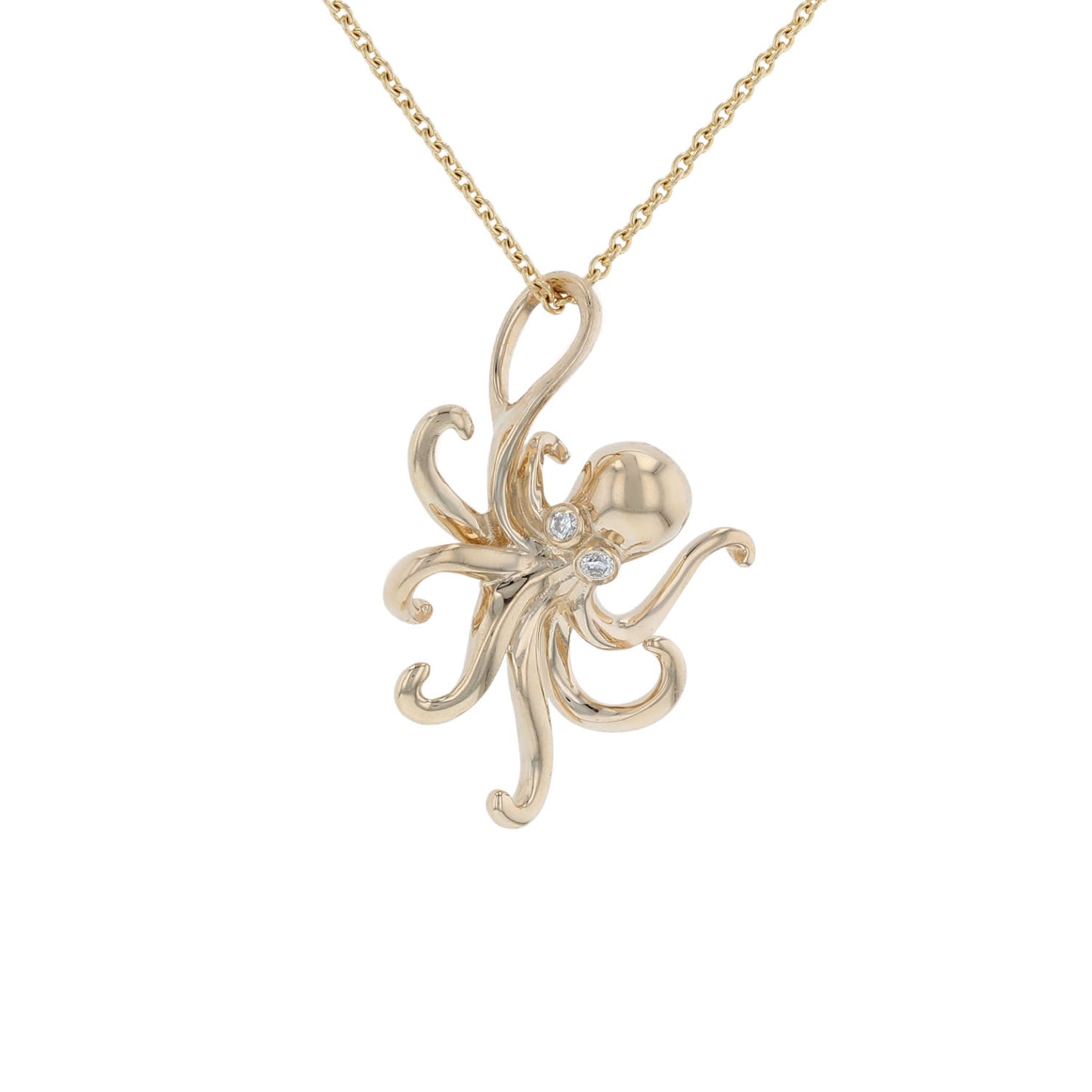 Yellow Gold Diamond Octopus Pendant