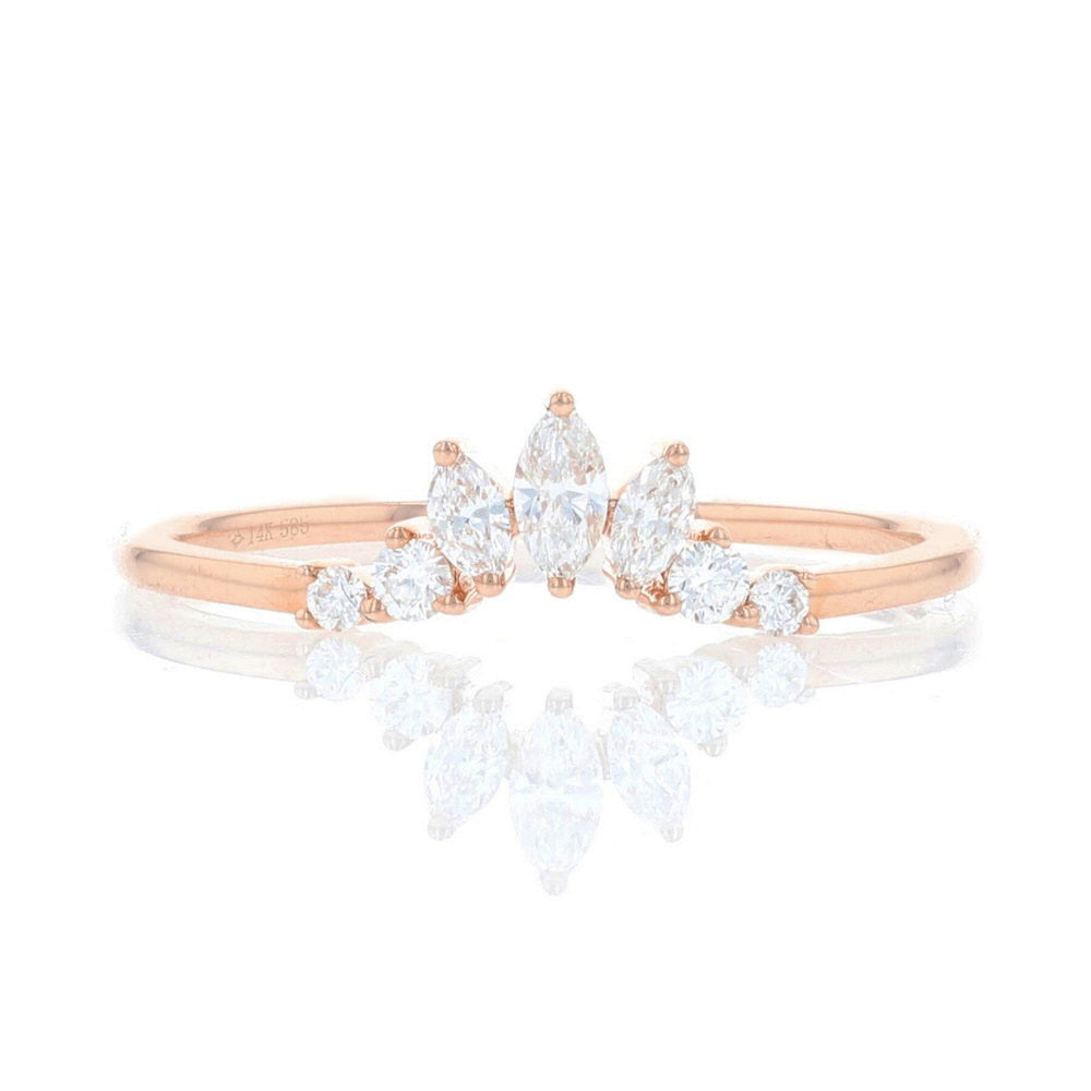 Rose Gold Diamond Marquise Contour Ring