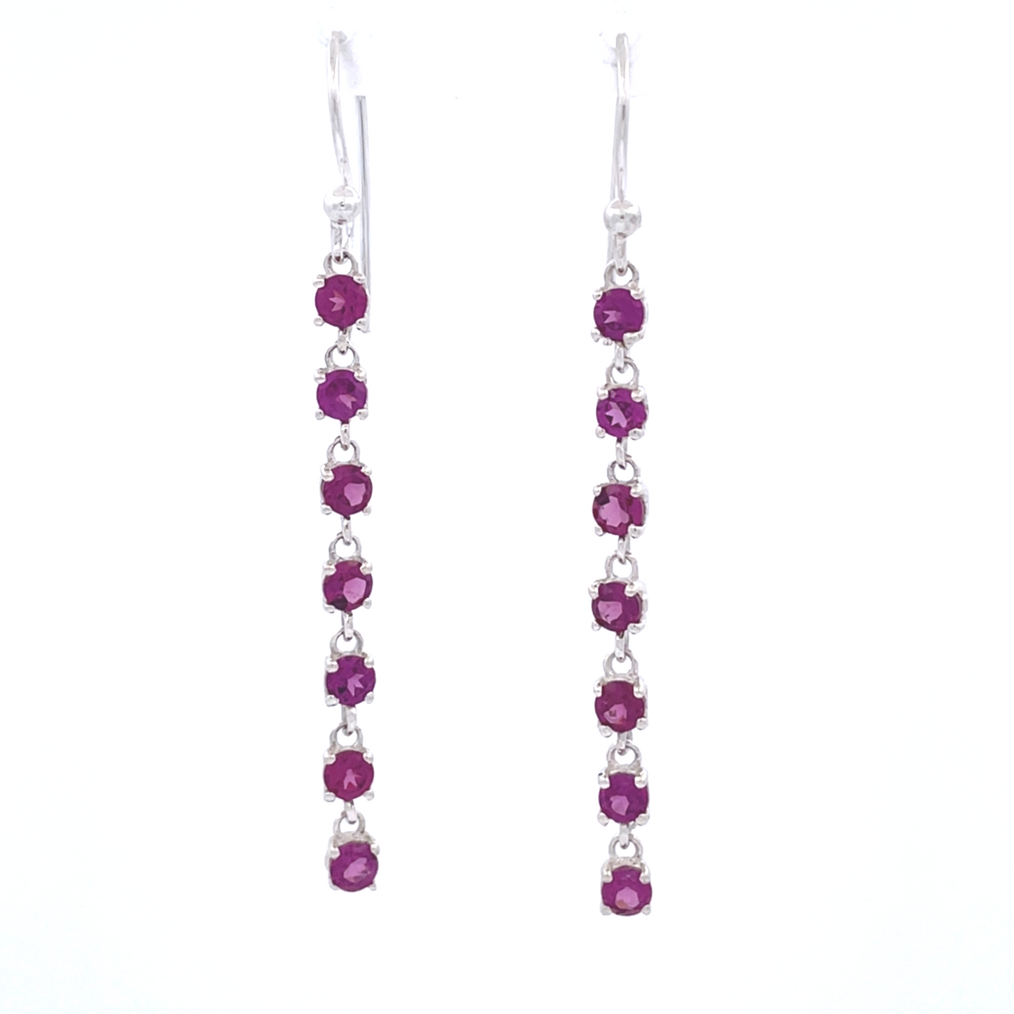 Rhodolite Garnet Dangle Line Earrings