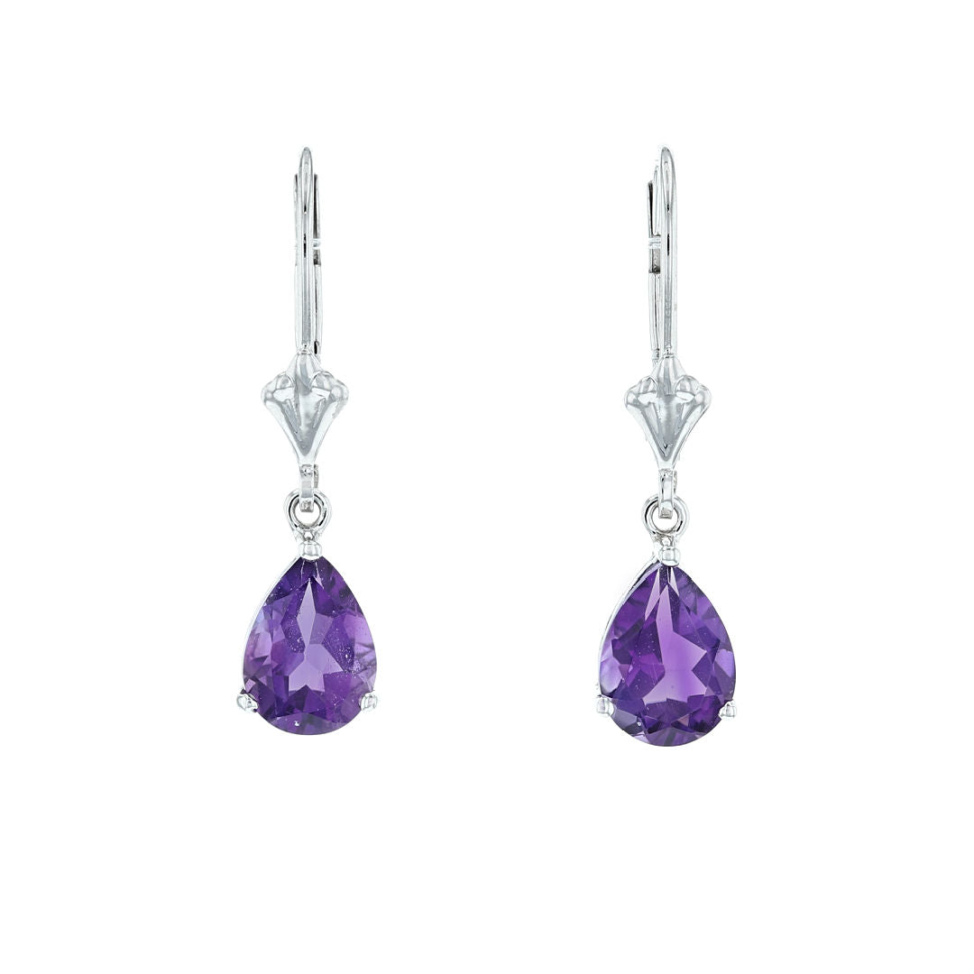 Pear Amethyst Leverback Earrings | Fox Fine Jewelry