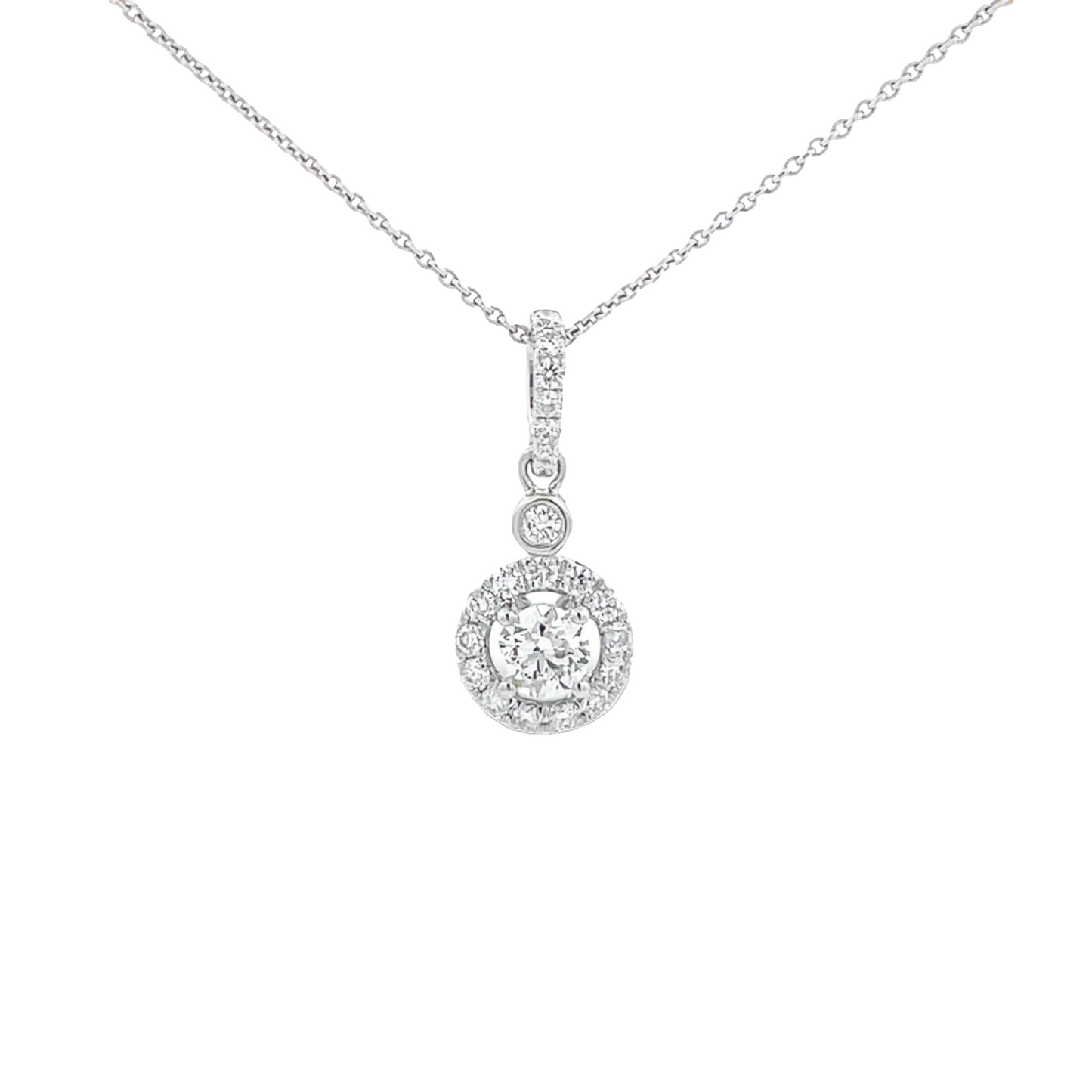 Classic Round Halo Diamond Pendant