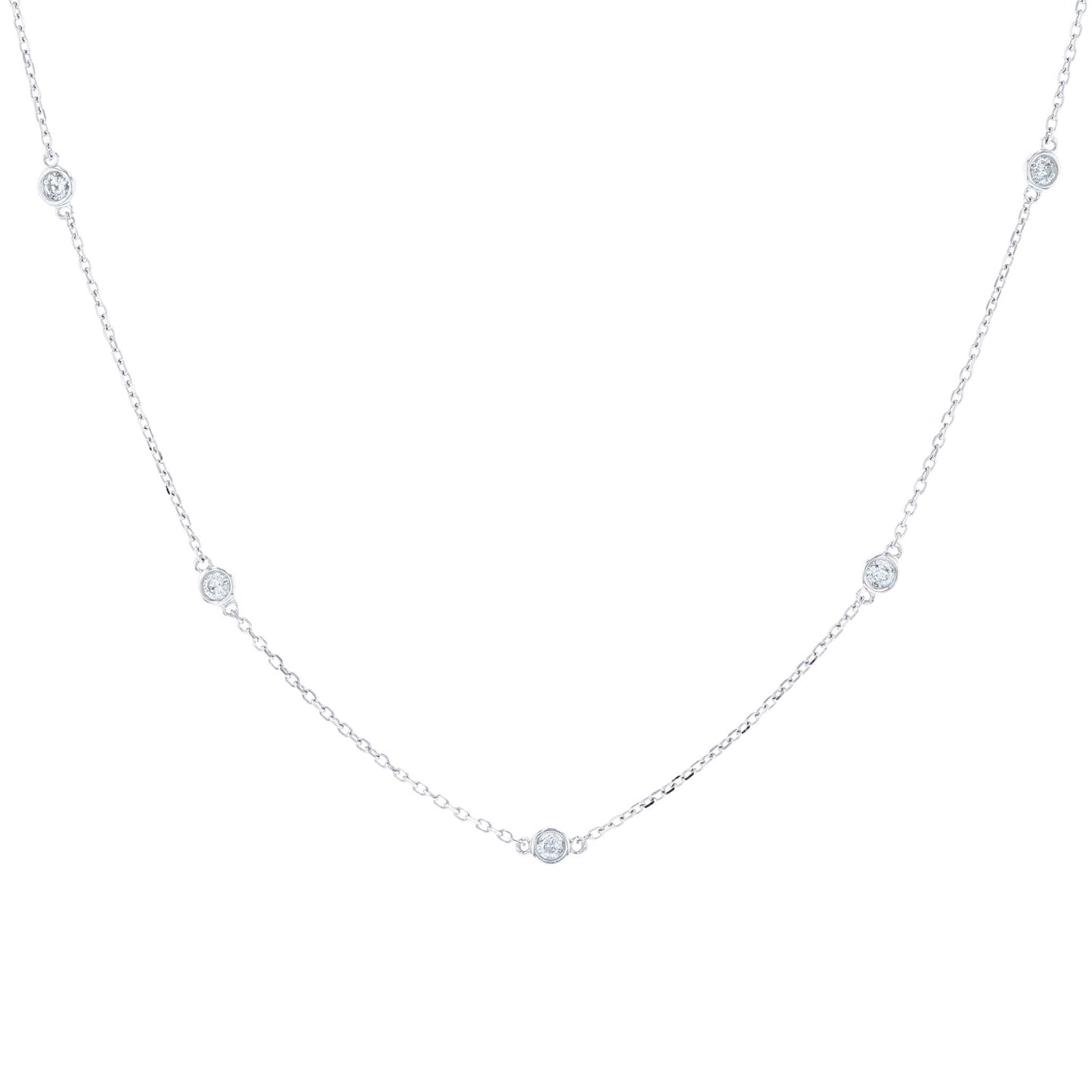 White Gold 10 Station Diamond Necklace