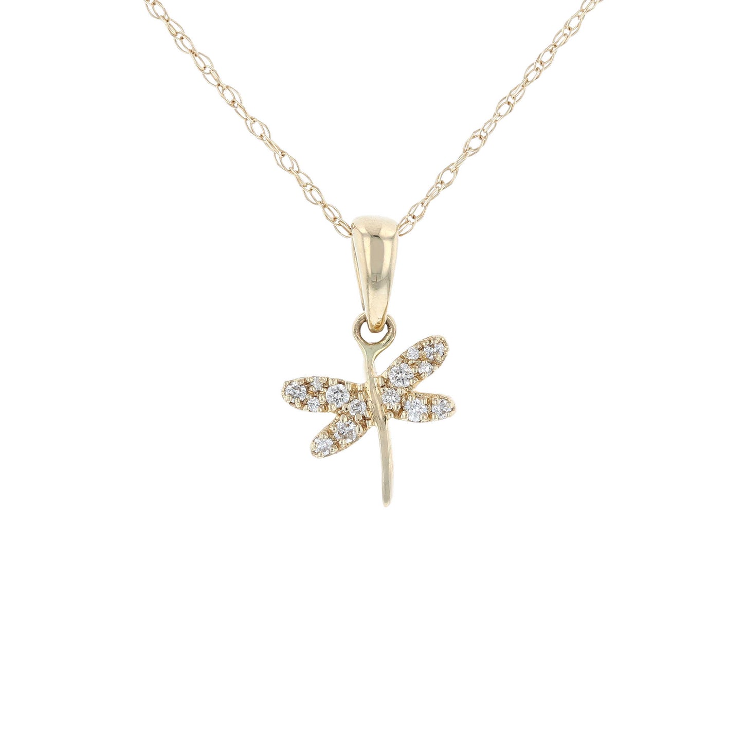 Yellow Gold Diamond Dragonfly Necklace