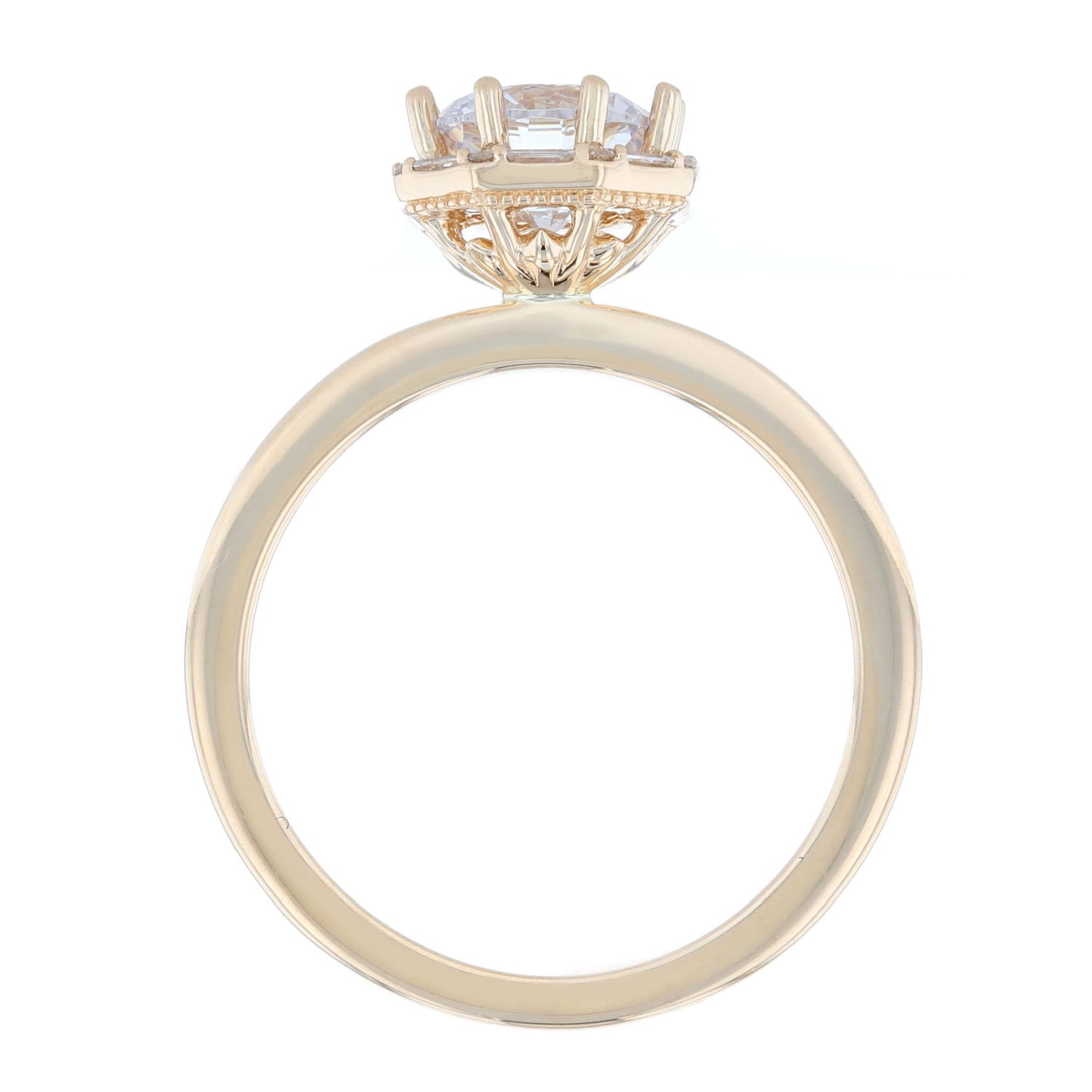 Octagon Baguette Diamond Halo Engagement Ring