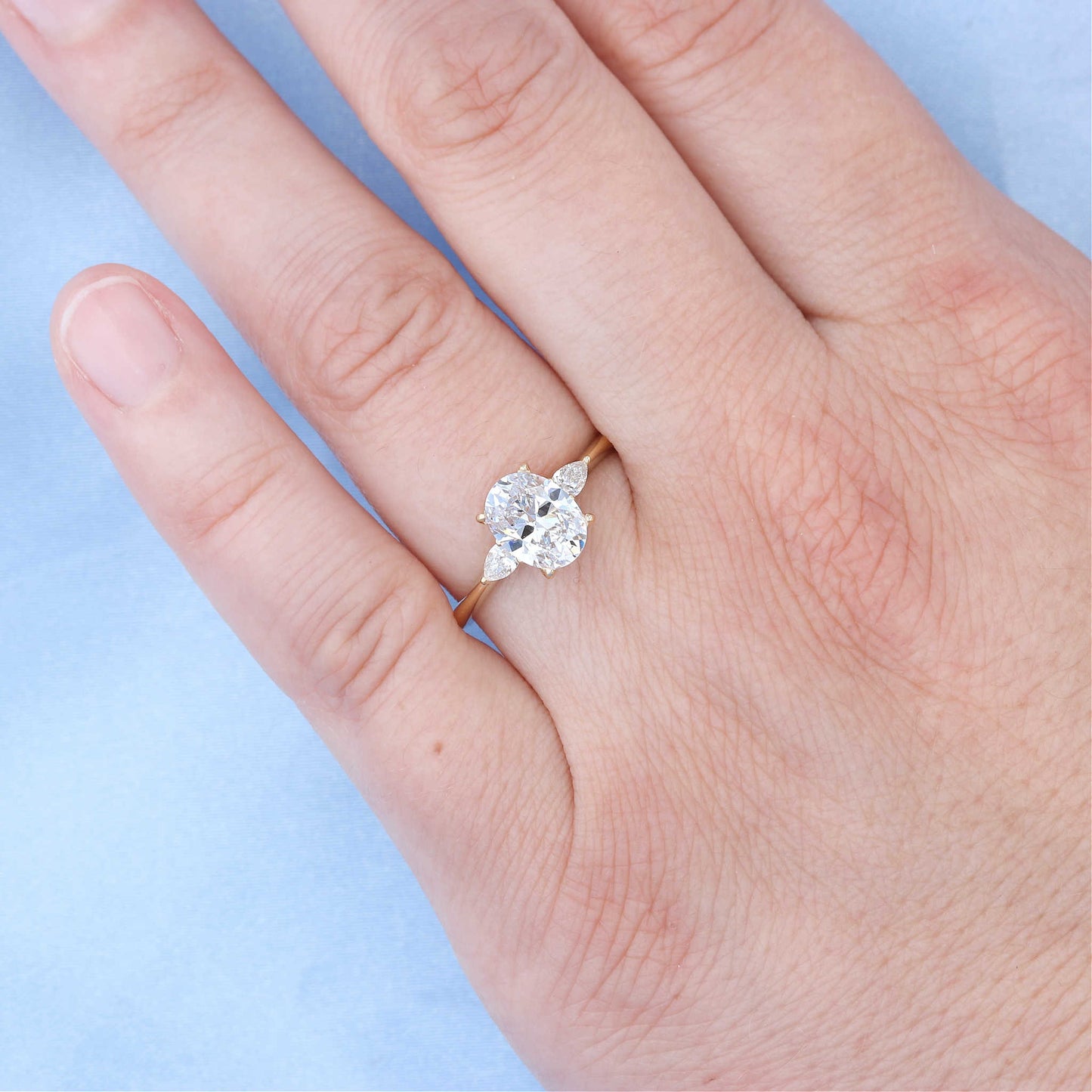 3 Stone Oval Diamond Engagement Ring