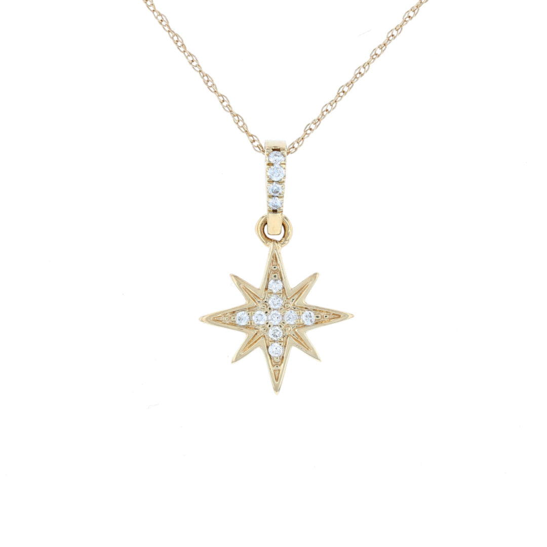 Yellow Gold Diamond Starburst Necklace