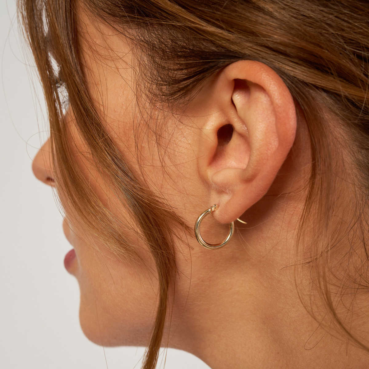 White Gold Medium Hoop Earrings