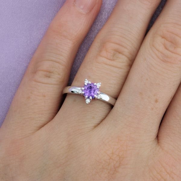 Purple Sapphire Star Engagement Ring