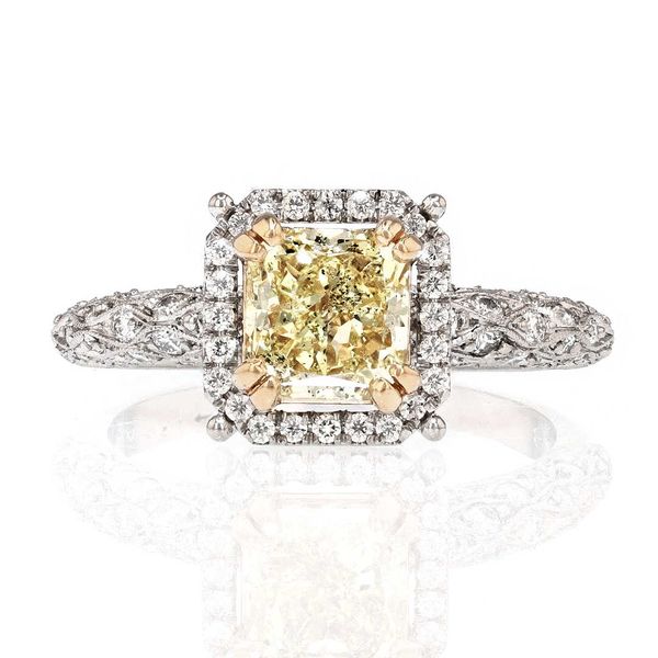 Yellow Diamond Halo Engagement Ring