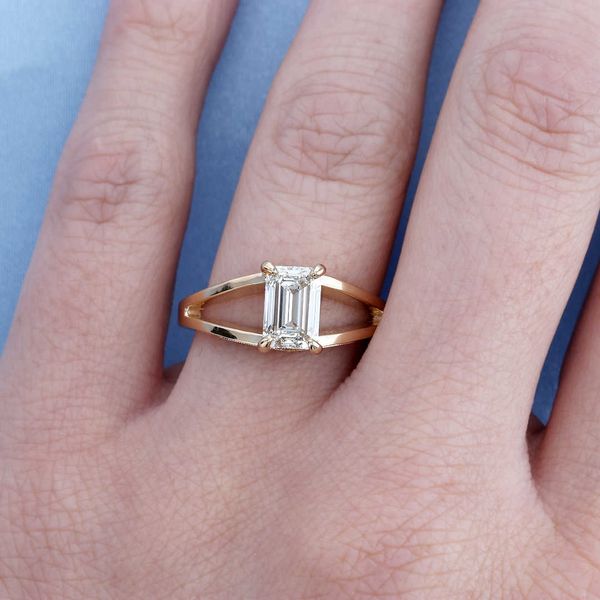 Split Shank Emerald Cut Ring