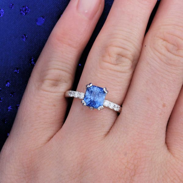 Double Pronged Sapphire Engagement Ring