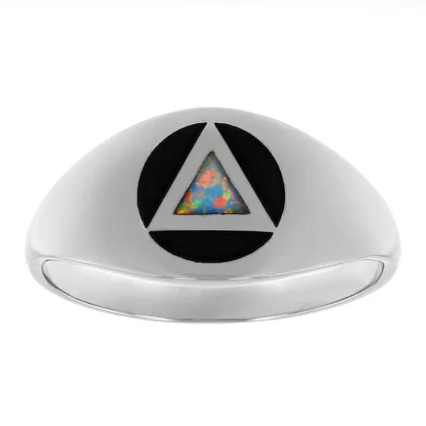 Triangular opal signet ring