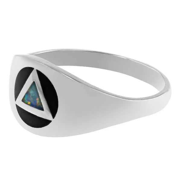 Triangular opal signet ring