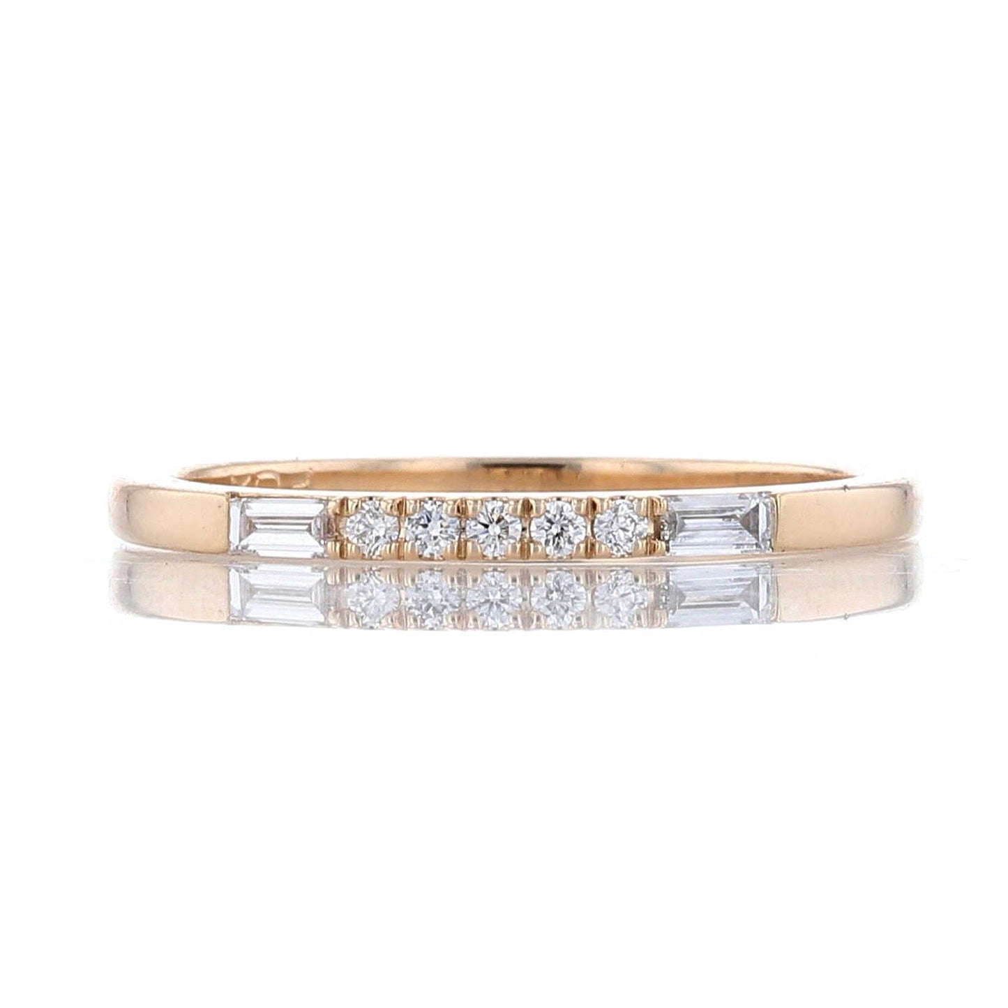 Baguette and Round Lab Diamond Wedding Band