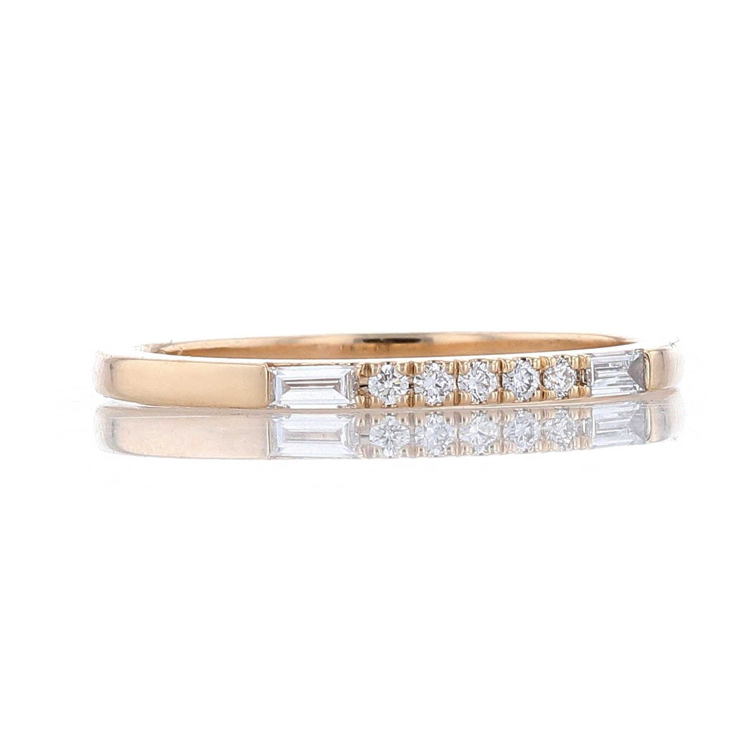 Baguette and Round Lab Diamond Wedding Band