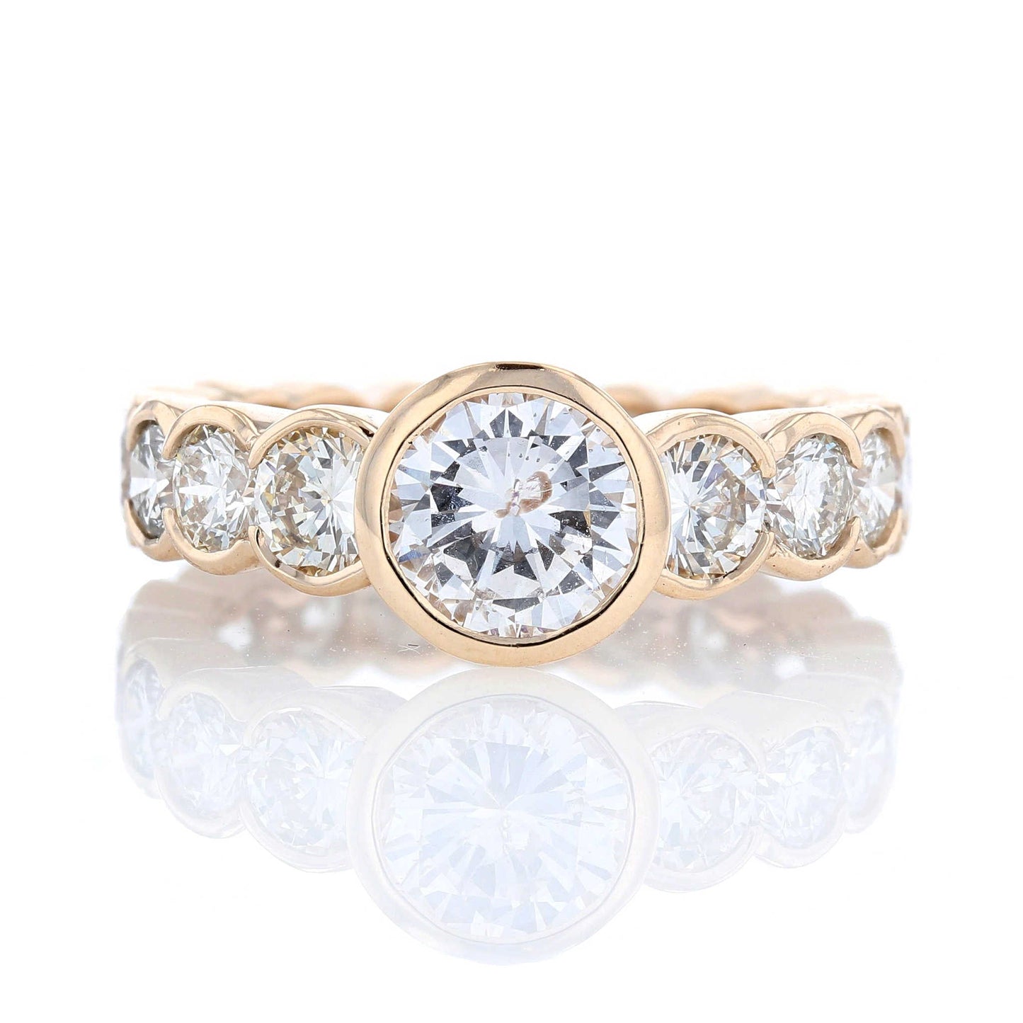 Bezel Set Eternity Diamond Engagement Ring Front View