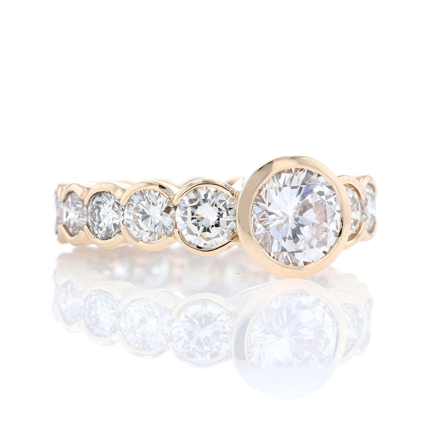 Bezel Set Eternity Diamond Engagement Ring Side View