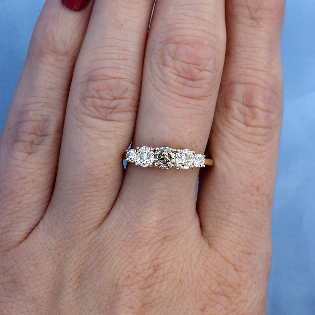 Cognac Diamond Wedding Band on a Finger