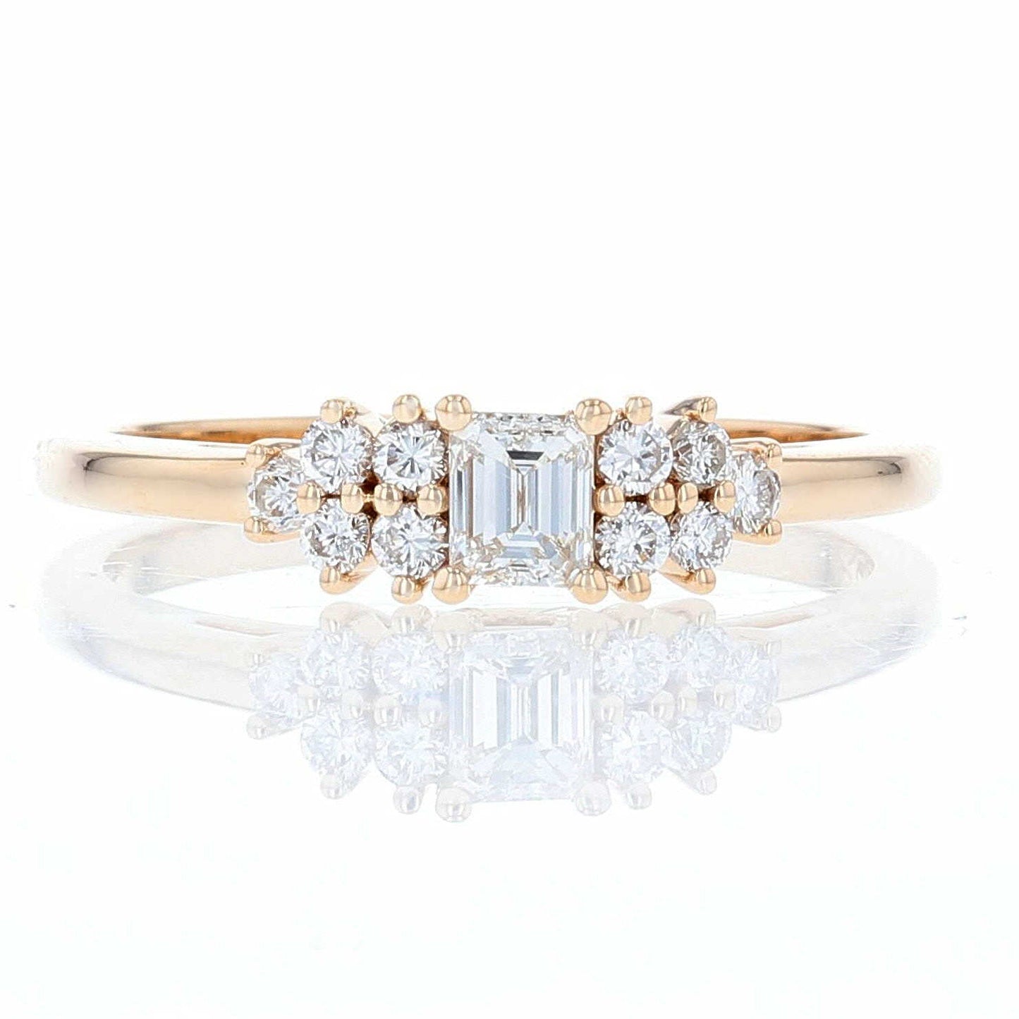 Emerald Cut Cluster Diamond Engagement Ring